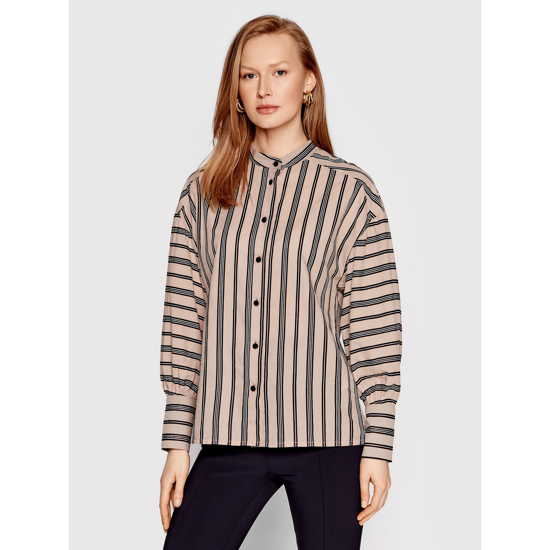 Sisley Cămașă 5EPALQ005 Bej Relaxed Fit - Pled.ro