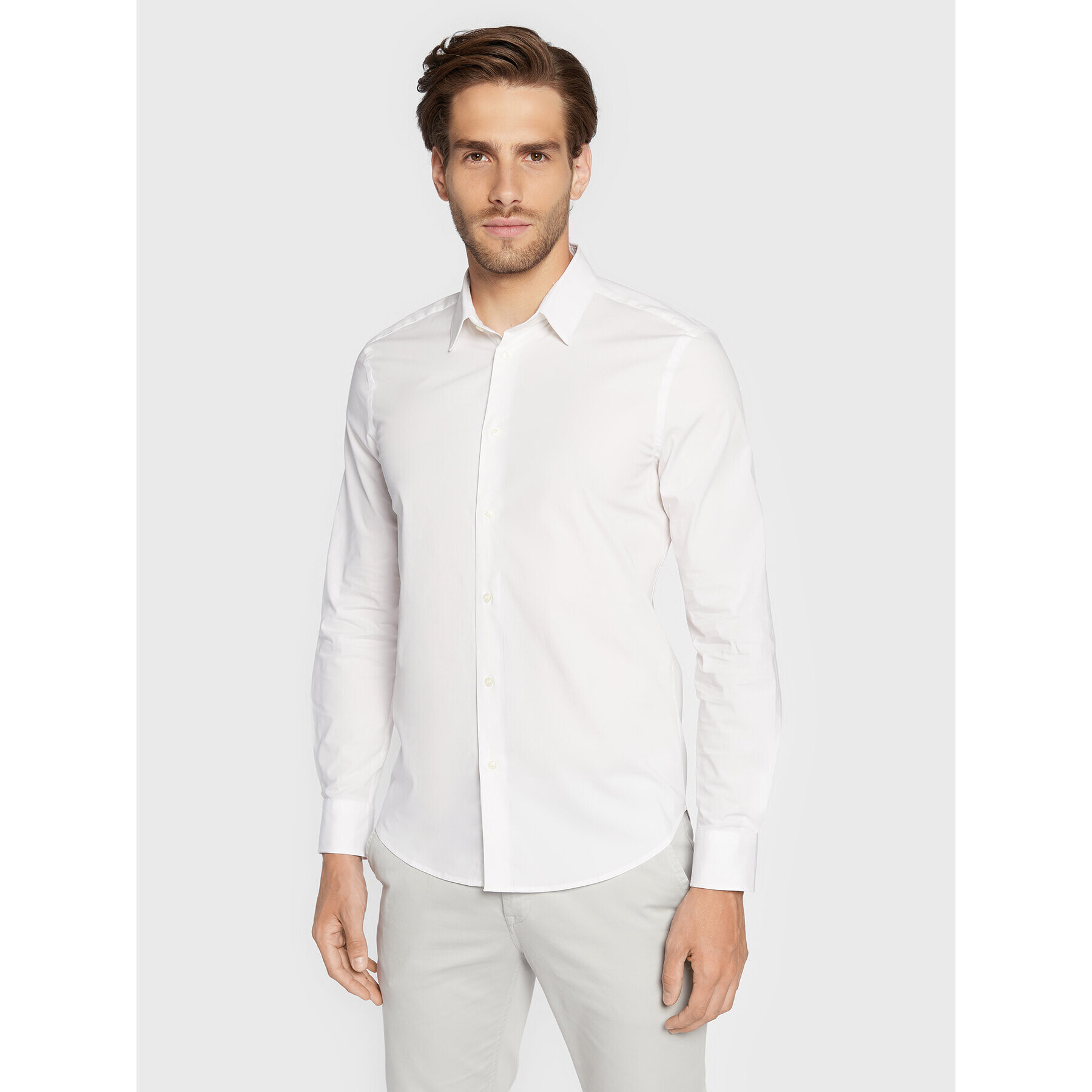 Sisley Cămașă 5CNX5QL19 Alb Slim Fit - Pled.ro