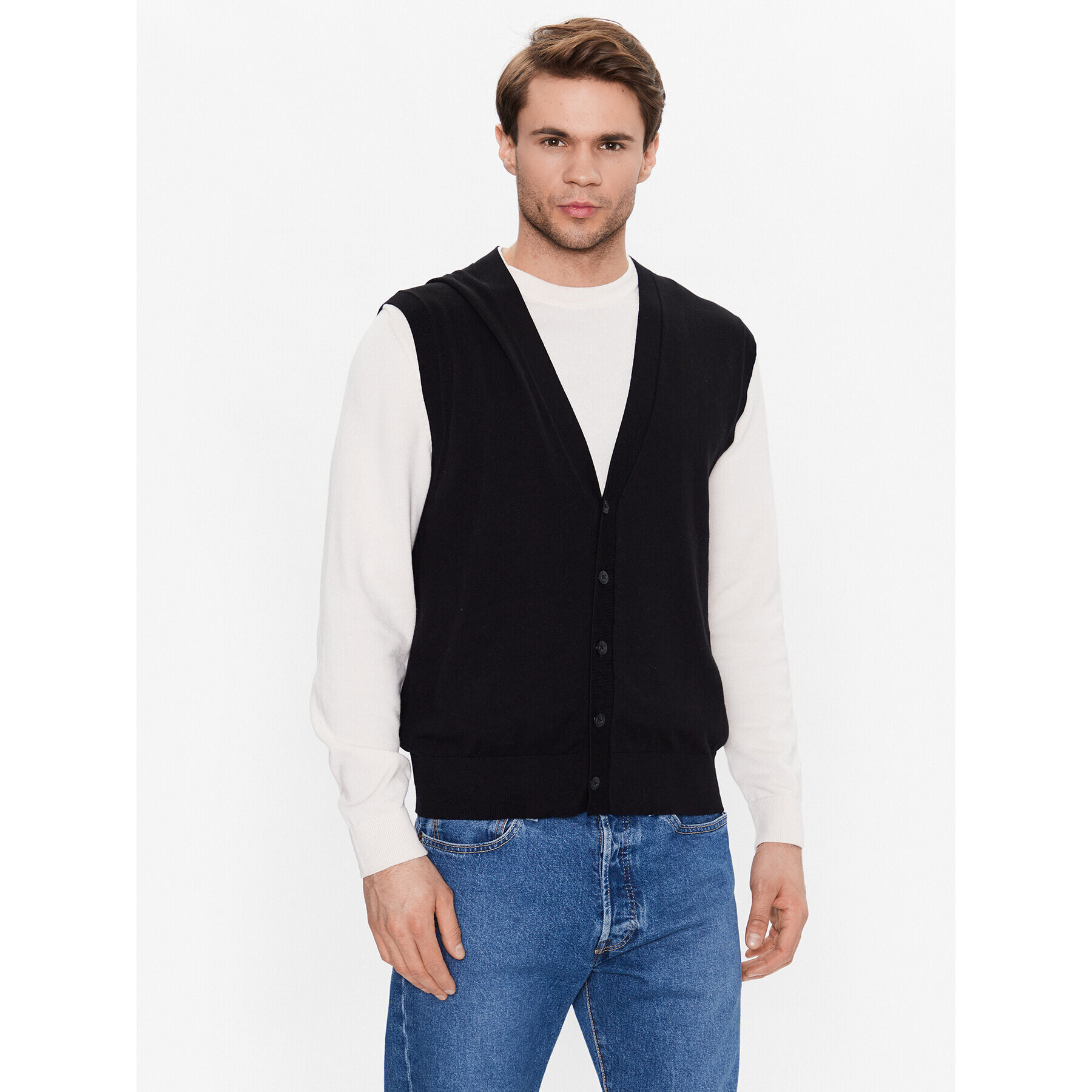 Sisley Cardigan 10F2S600E Negru Regular Fit - Pled.ro