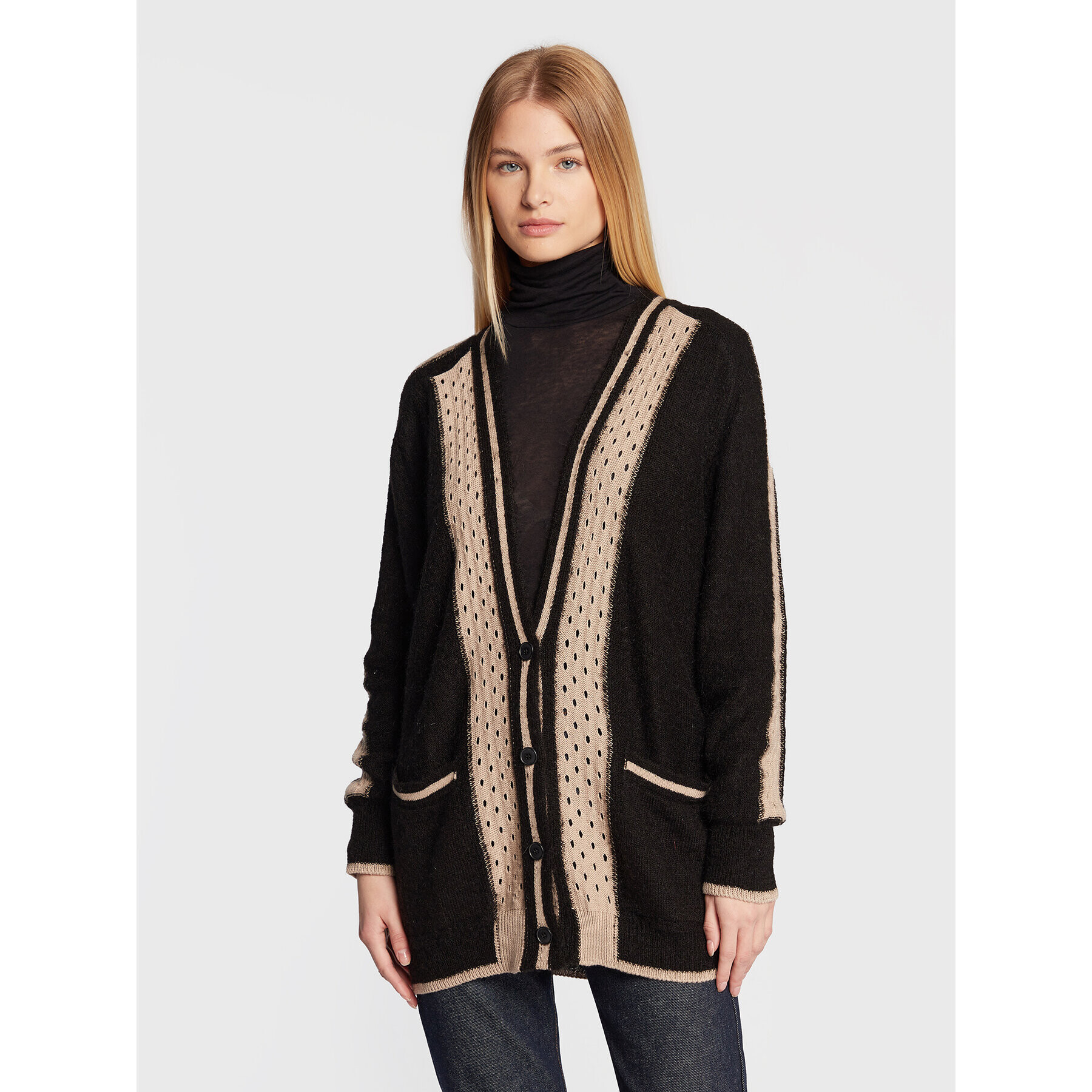 Sisley Cardigan 1142L6010 Negru Regular Fit - Pled.ro