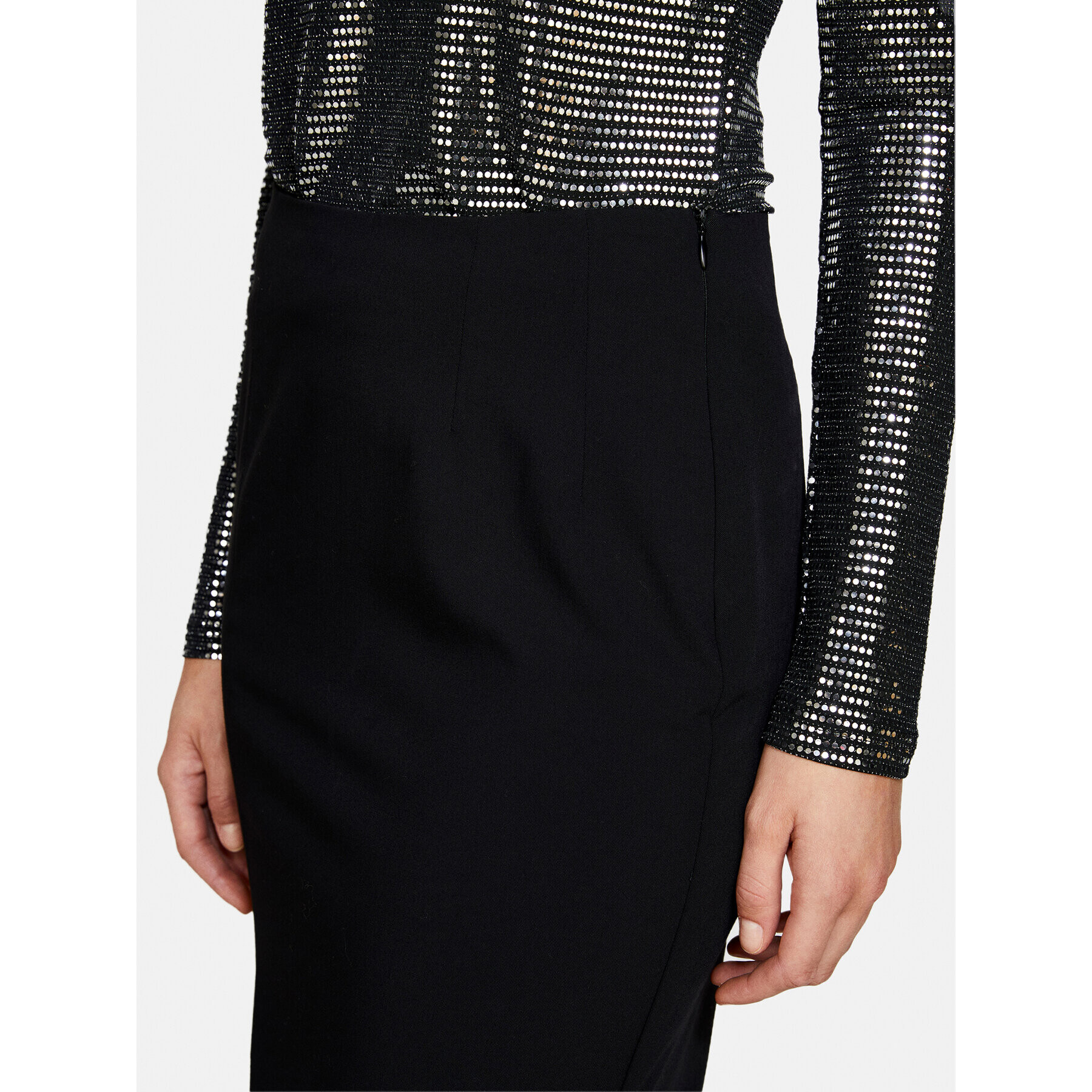 Sisley Fustă midi 47N8L001N Negru Regular Fit - Pled.ro