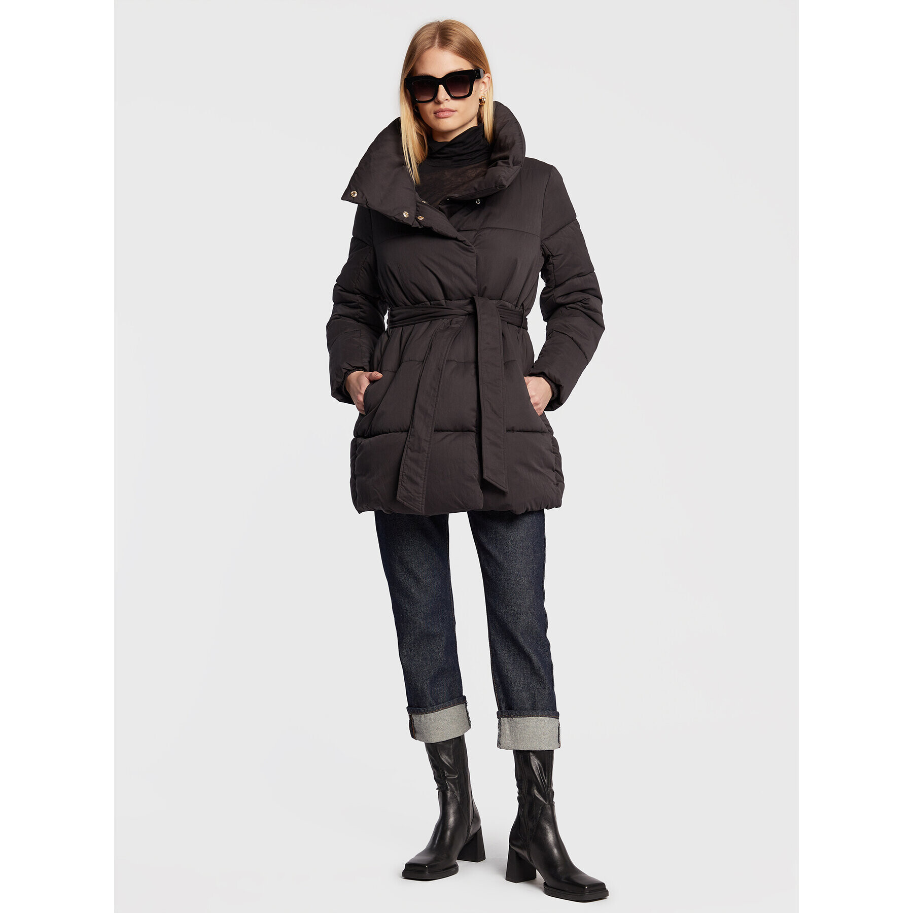 Sisley Geacă din puf 26H9LN01S Negru Oversize - Pled.ro