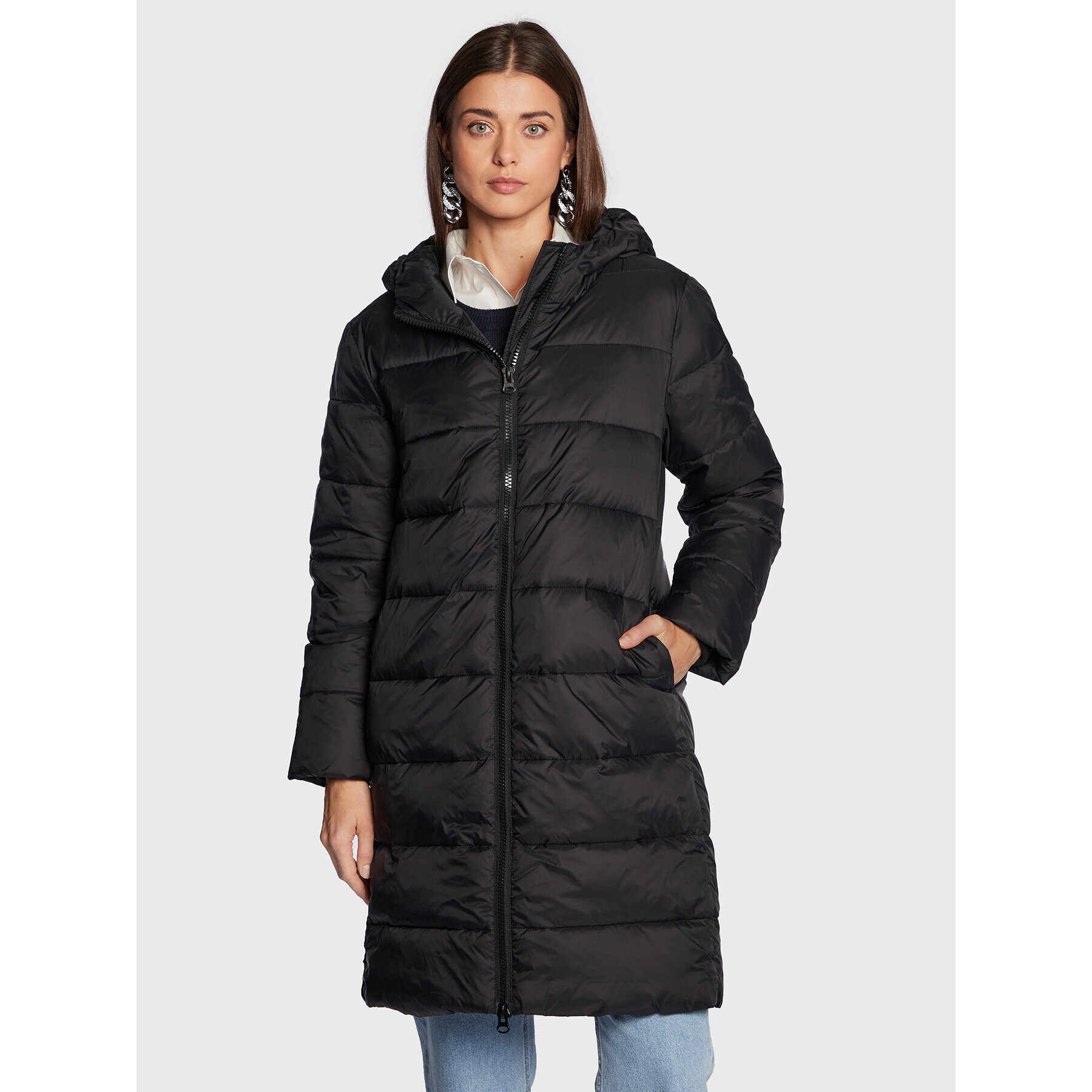 Sisley Geacă din puf 2BA2LN01K Negru Regular Fit - Pled.ro