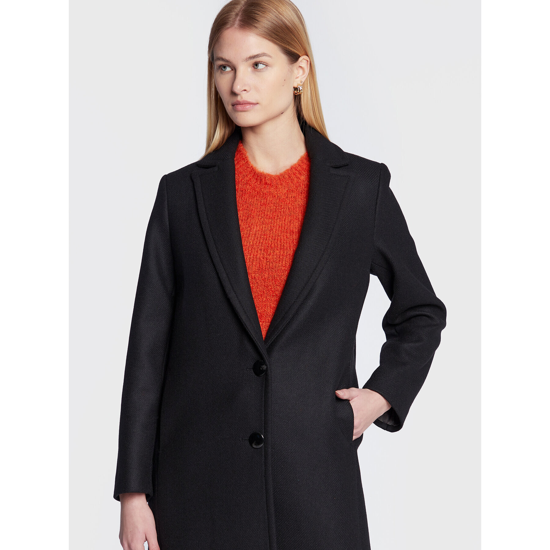 Sisley Palton de lână 2RATLN01U Negru Regular Fit - Pled.ro