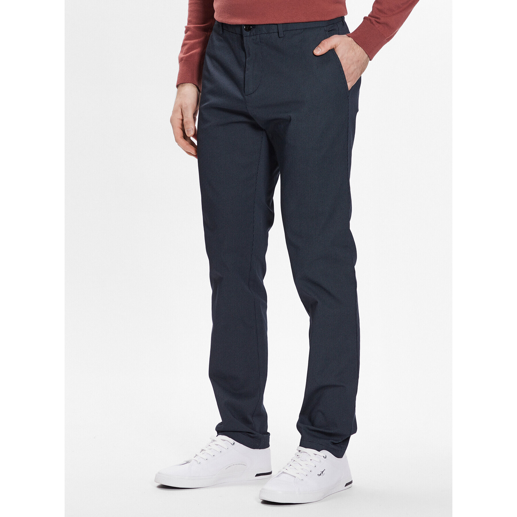 Sisley Pantaloni chino 4JLESF023 Bleumarin Slim Fit - Pled.ro