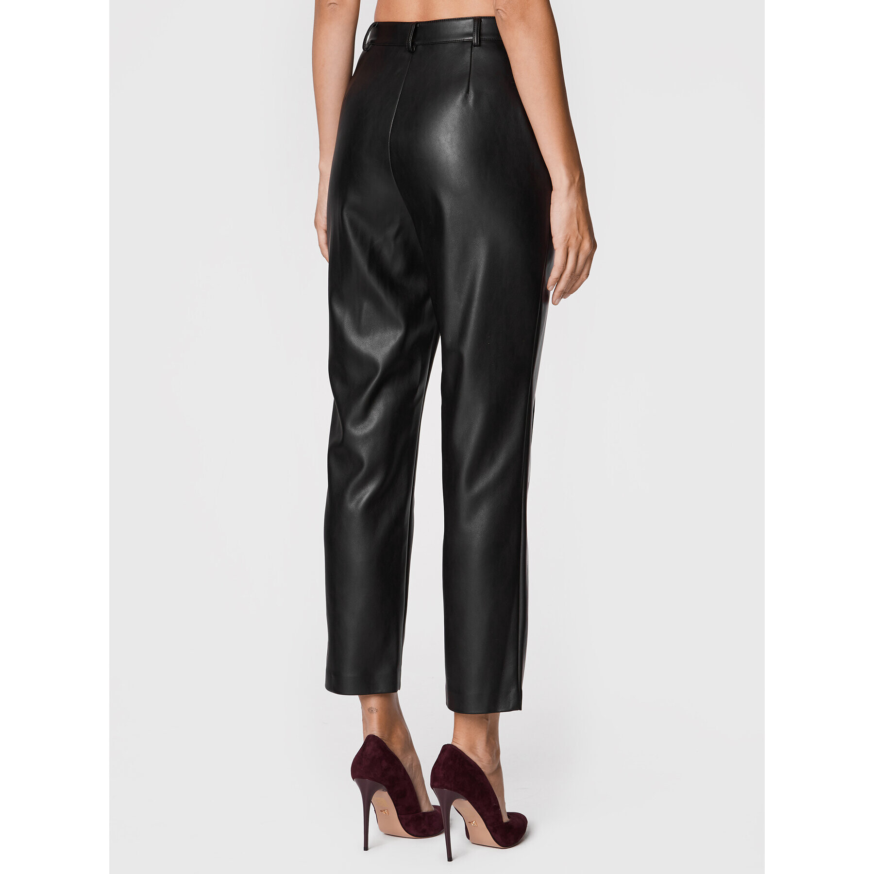 Sisley Pantaloni din imitație de piele 4MTMLF01Q Negru Regular Fit - Pled.ro