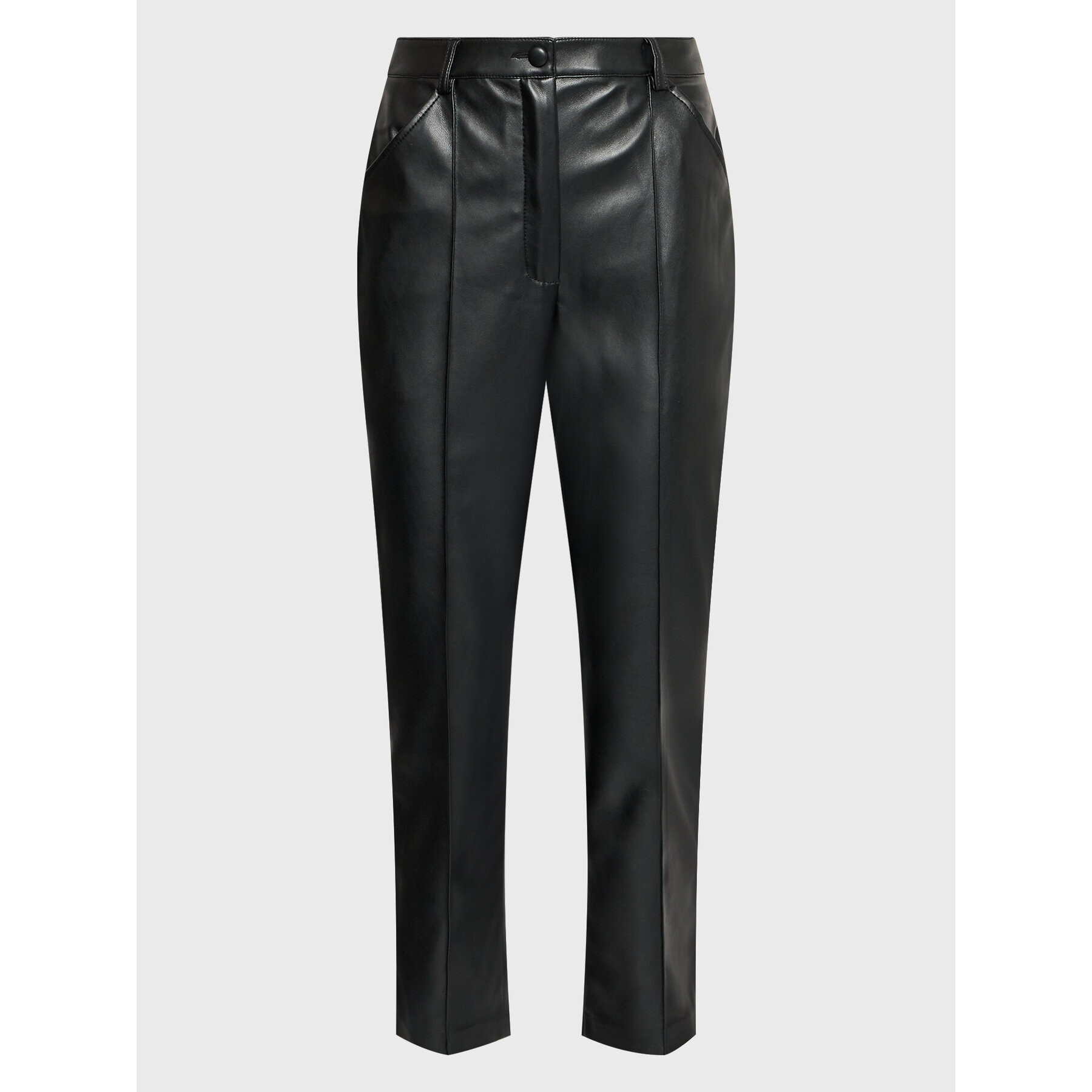 Sisley Pantaloni din imitație de piele 4MTMLF01Q Negru Regular Fit - Pled.ro