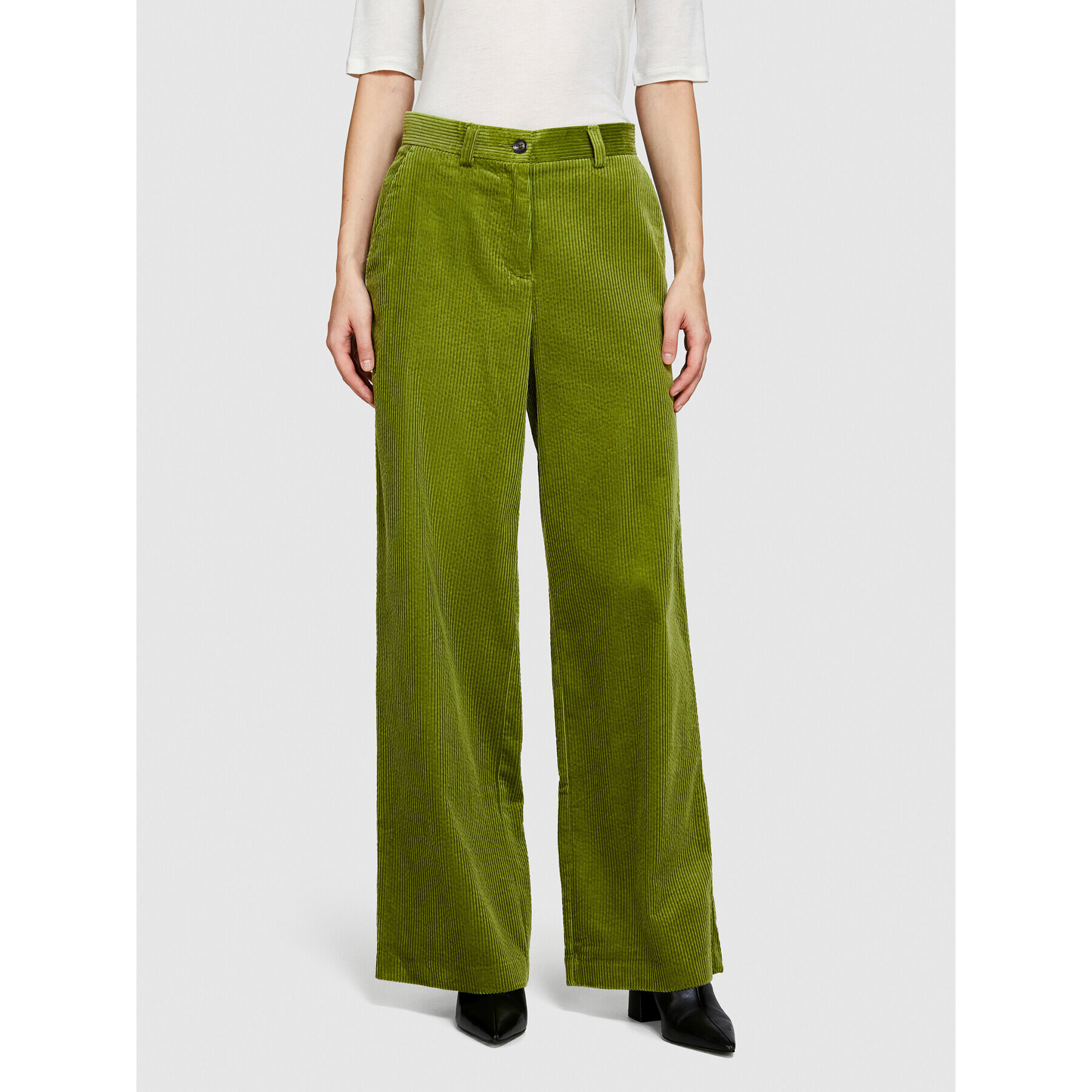 Sisley Pantaloni din material 453ULF040 Verde Wide Leg - Pled.ro