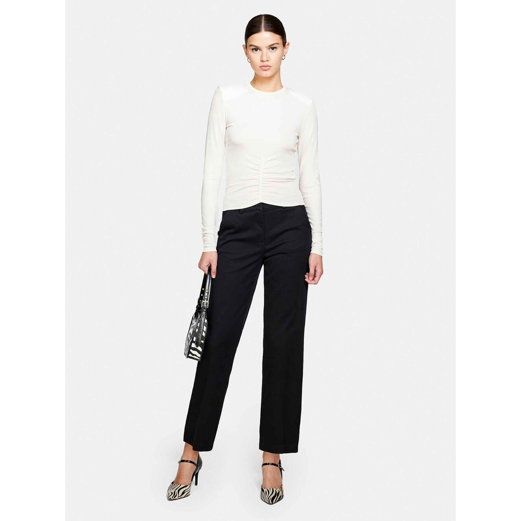 Sisley Pantaloni din material 4K2ZLF03V Negru Regular Fit - Pled.ro