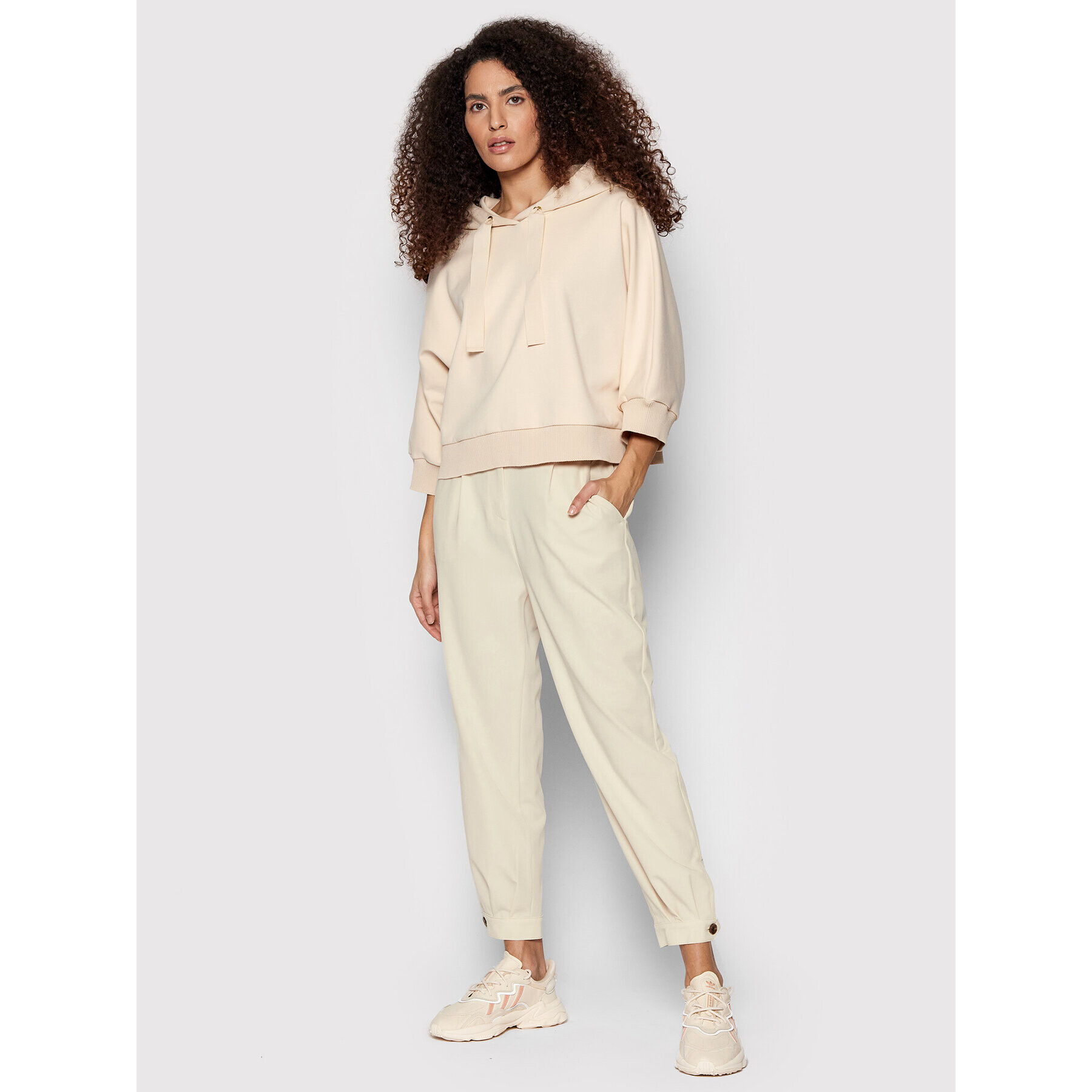 Sisley Pantaloni din material 4KVXLF00C Bej Relaxed Fit - Pled.ro