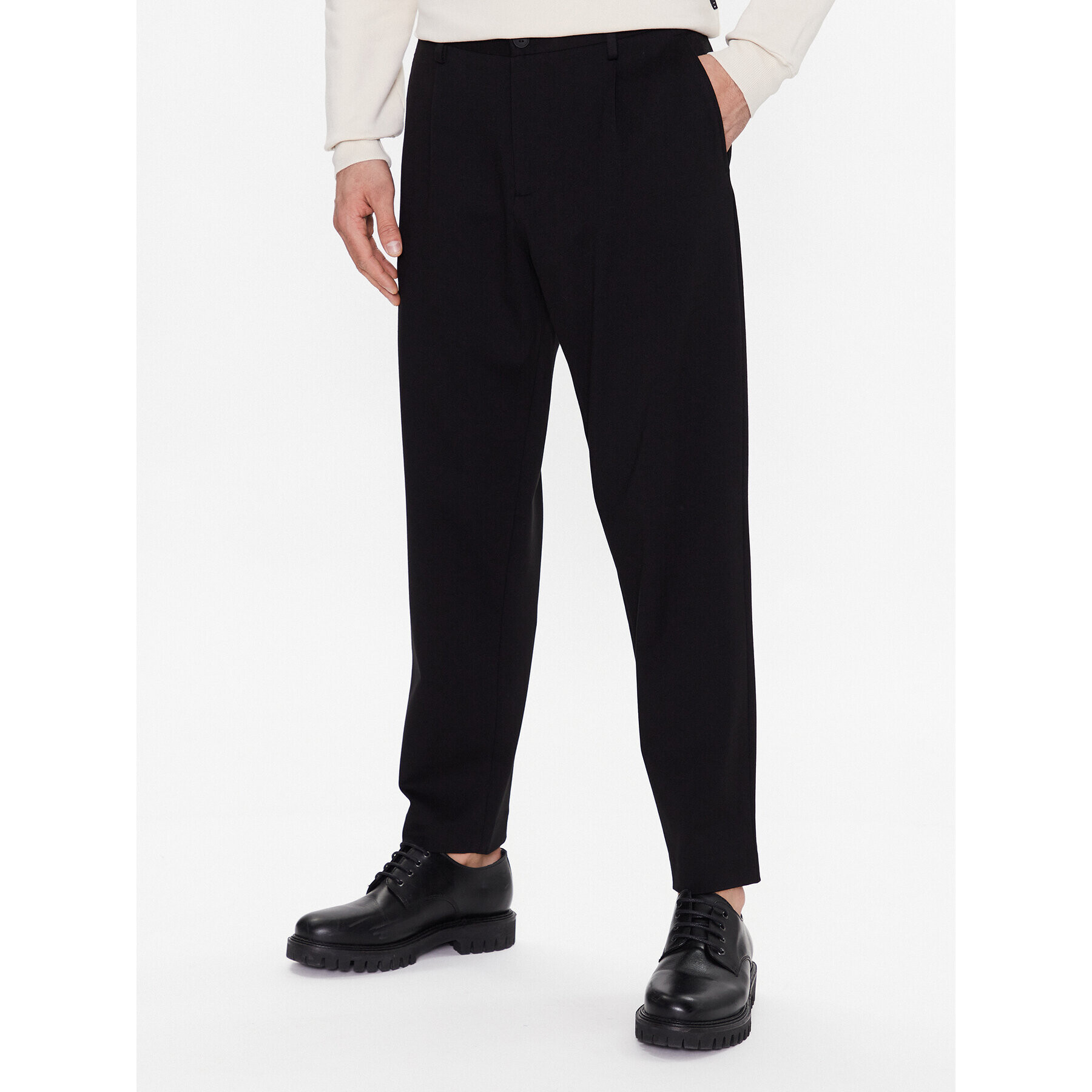 Sisley Pantaloni din material 4N5SSF022 Negru Tapered Fit - Pled.ro