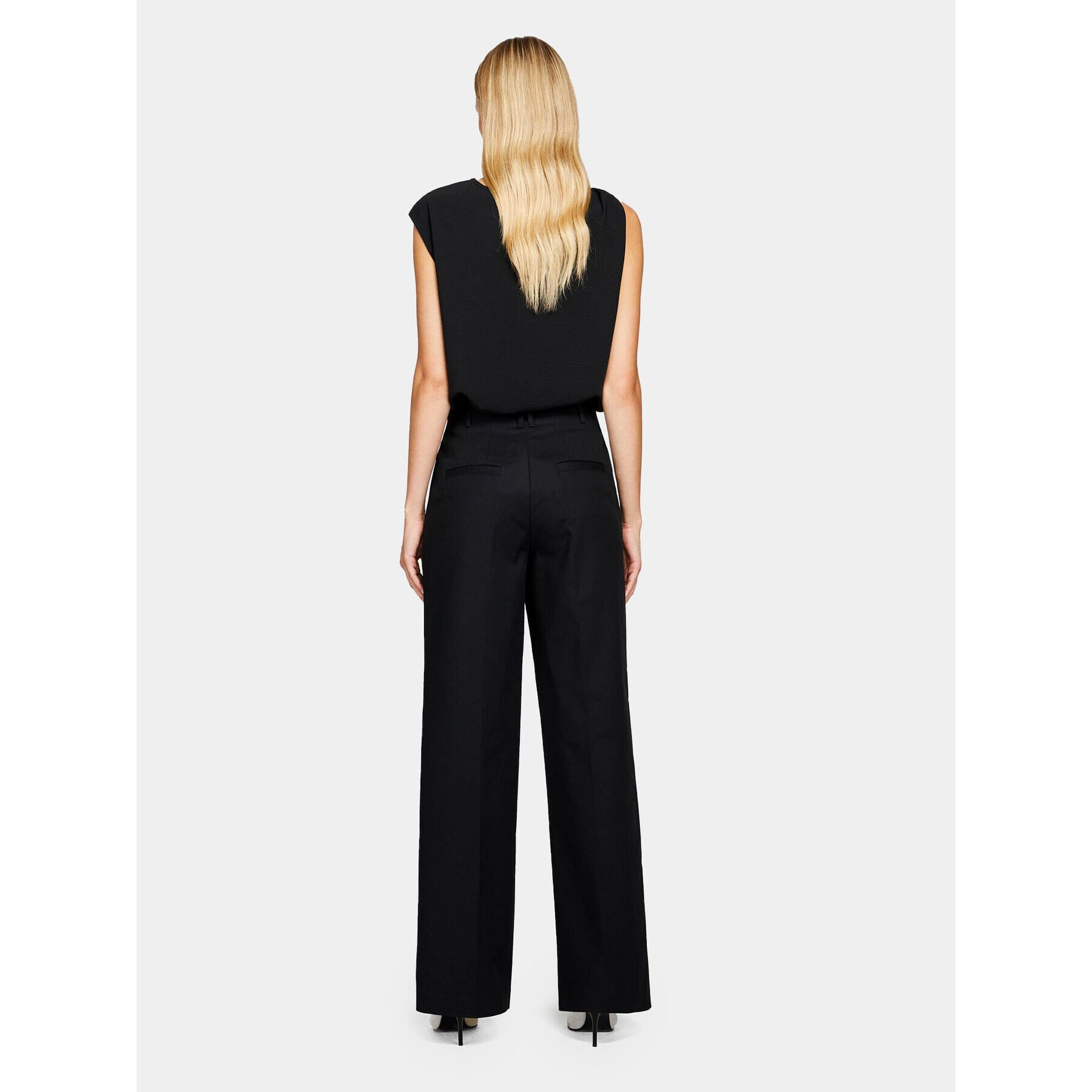 Sisley Pantaloni din material 4ZY7LF03L Negru Wide Leg - Pled.ro