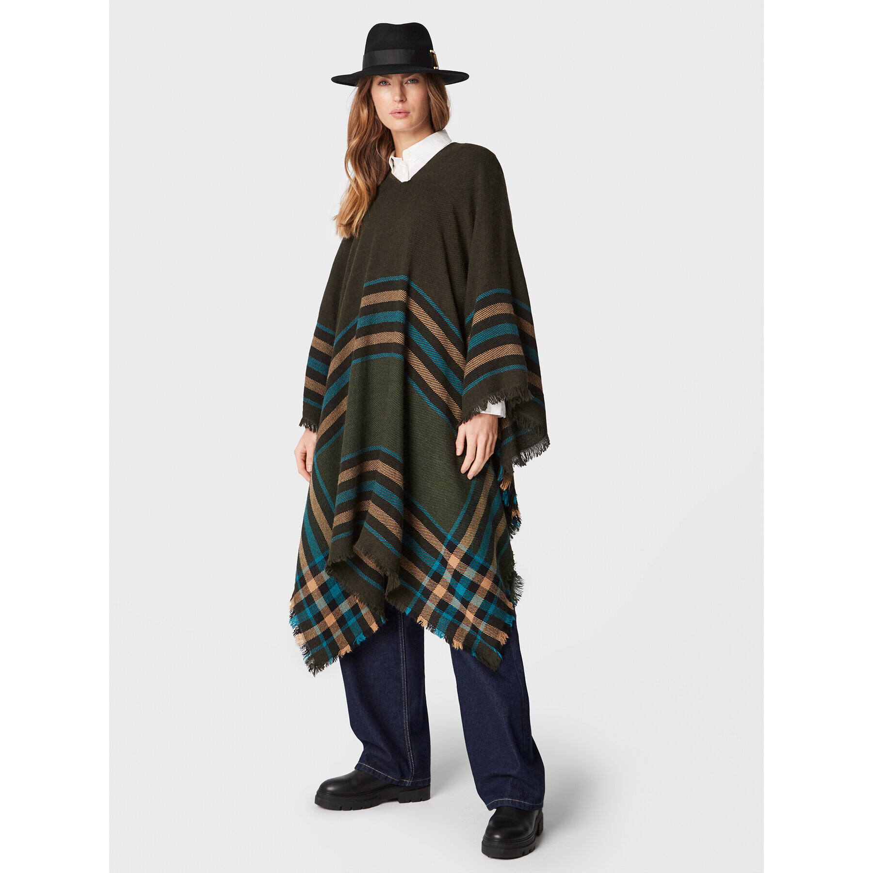 Sisley Poncho 600RWU00X Kaki Regular Fit - Pled.ro