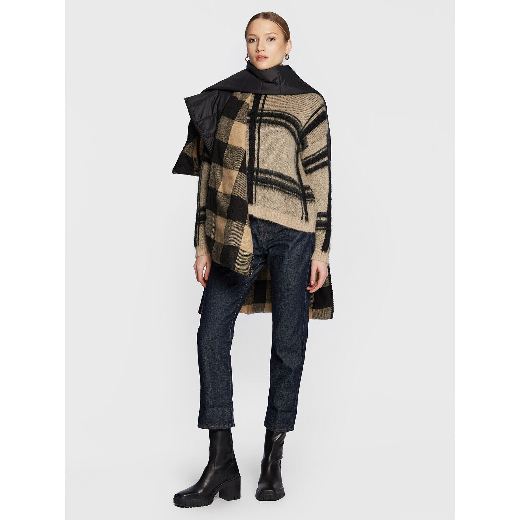 Sisley Poncho 6GETWU00Z Negru - Pled.ro