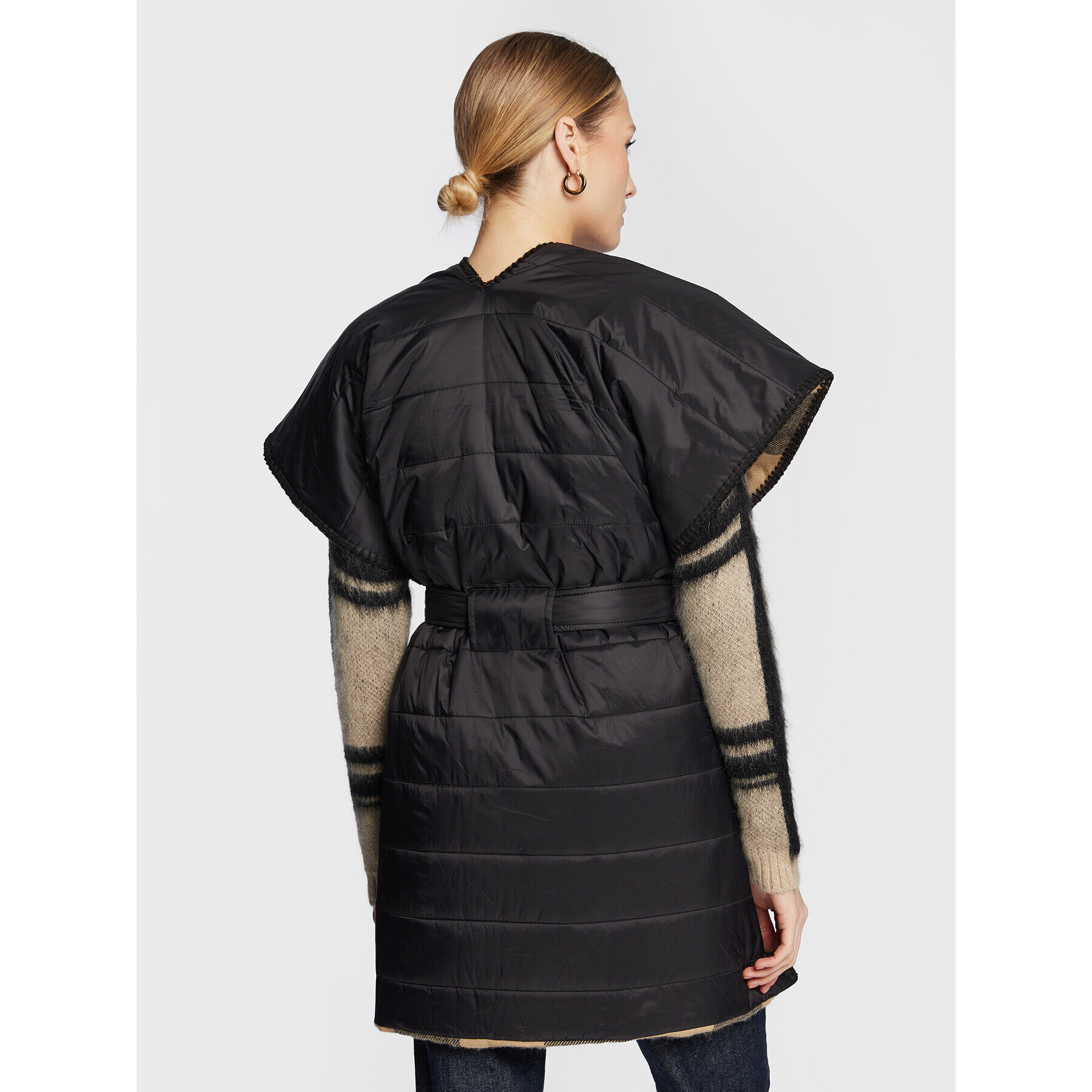 Sisley Poncho 6GETWU00Z Negru - Pled.ro