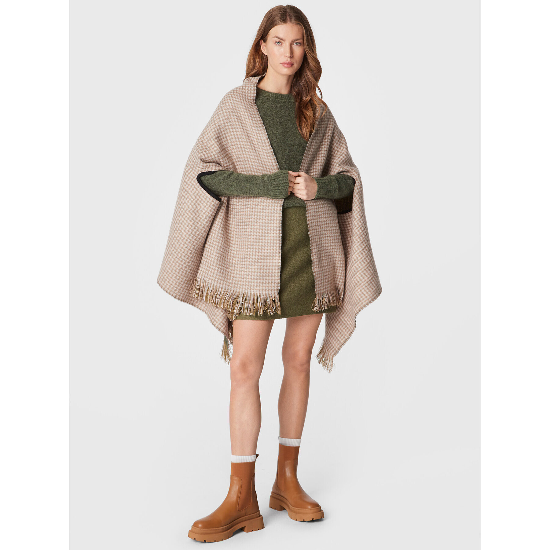 Sisley Poncho 6HKYWU00V Bej - Pled.ro