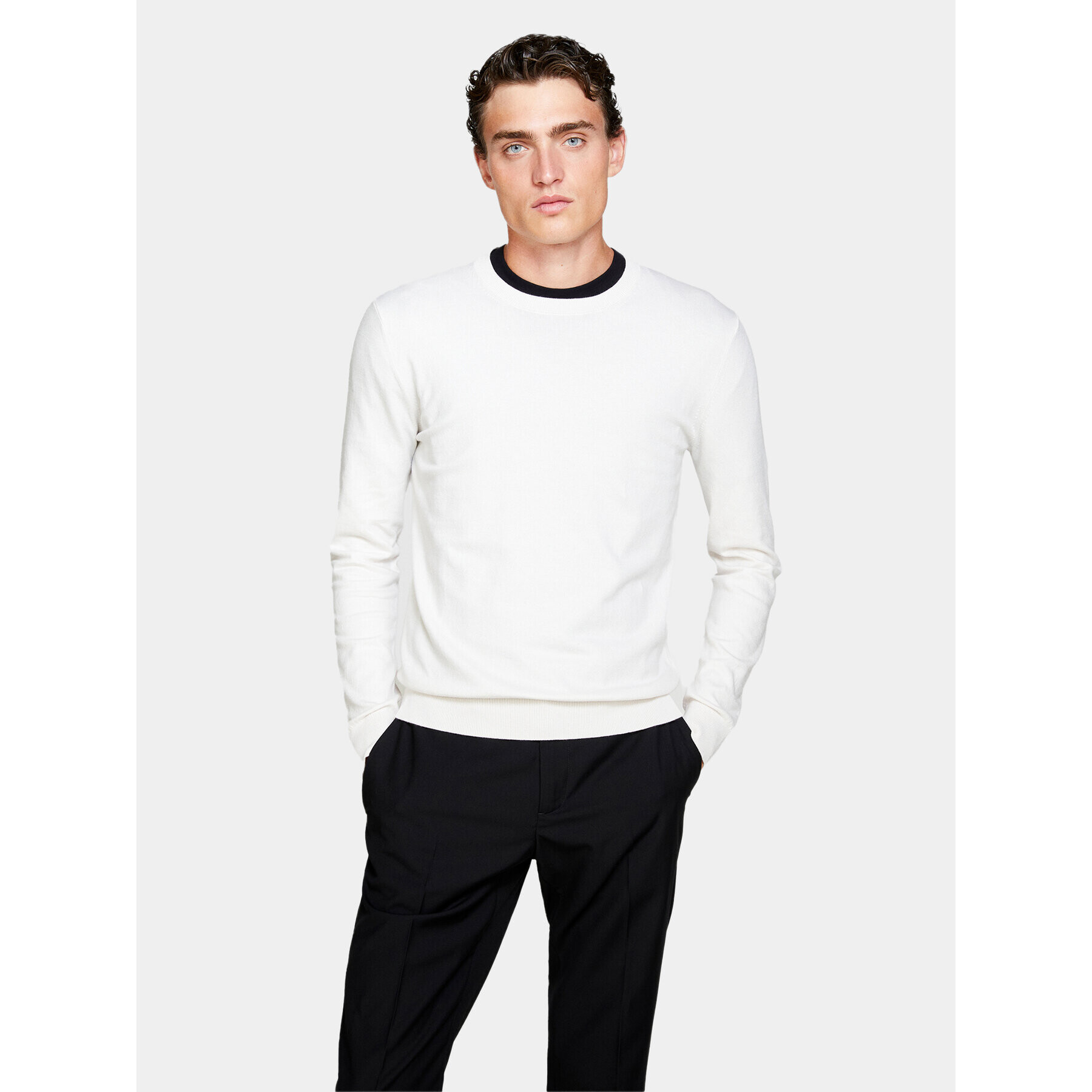 Sisley Pulover 10F2S1C78 Bej Slim Fit - Pled.ro