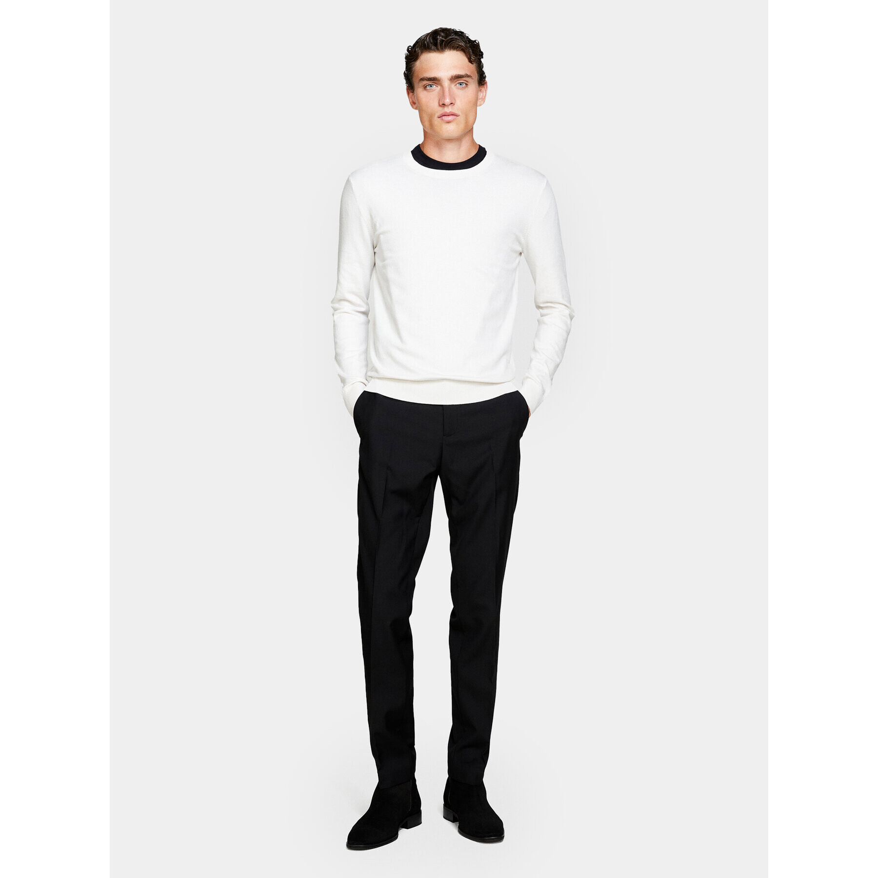 Sisley Pulover 10F2S1C78 Bej Slim Fit - Pled.ro