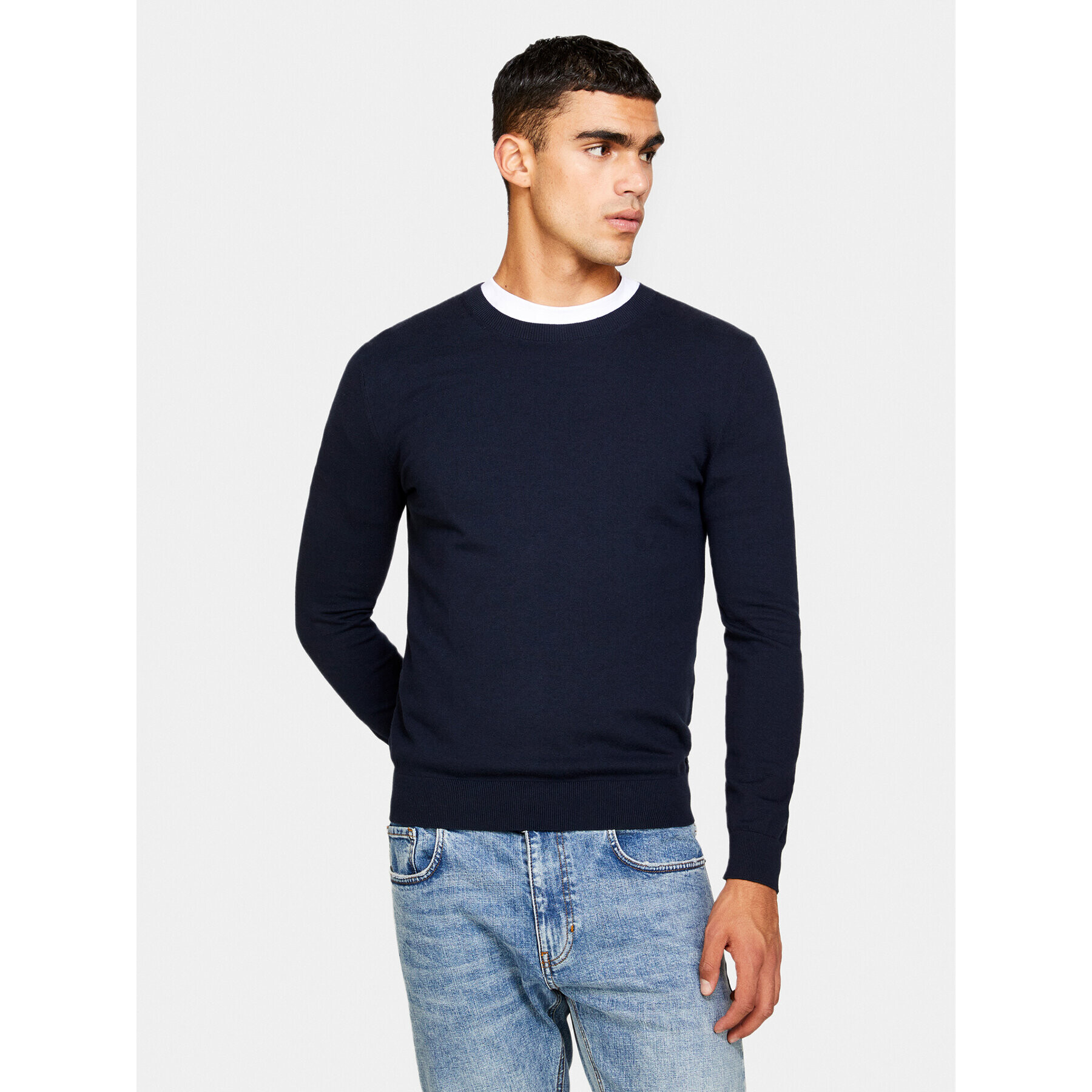 Sisley Pulover 10F2S1C78 Bleumarin Slim Fit - Pled.ro