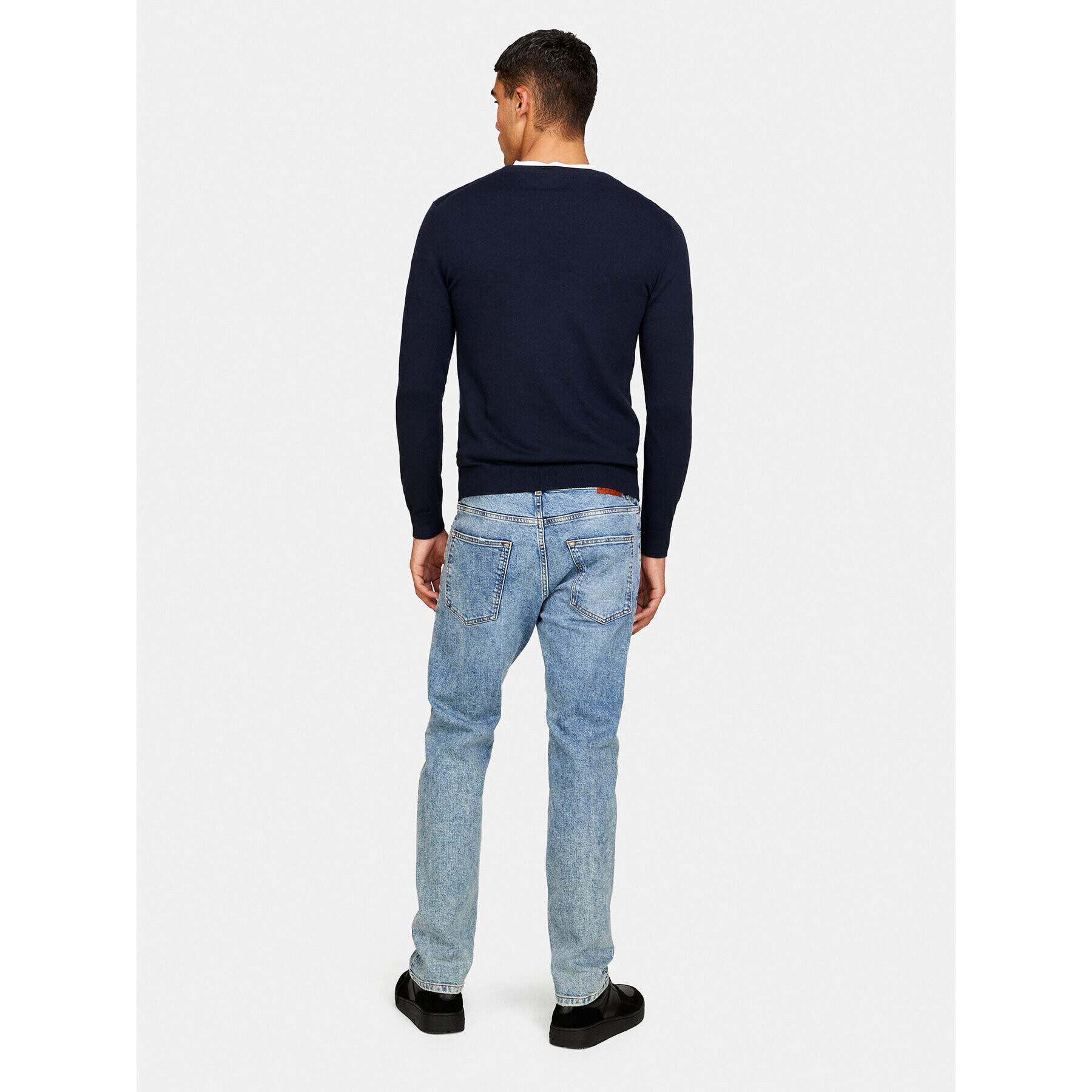 Sisley Pulover 10F2S1C78 Bleumarin Slim Fit - Pled.ro