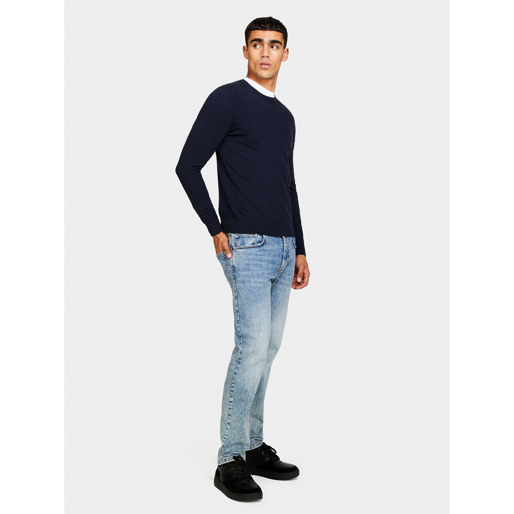 Sisley Pulover 10F2S1C78 Bleumarin Slim Fit - Pled.ro