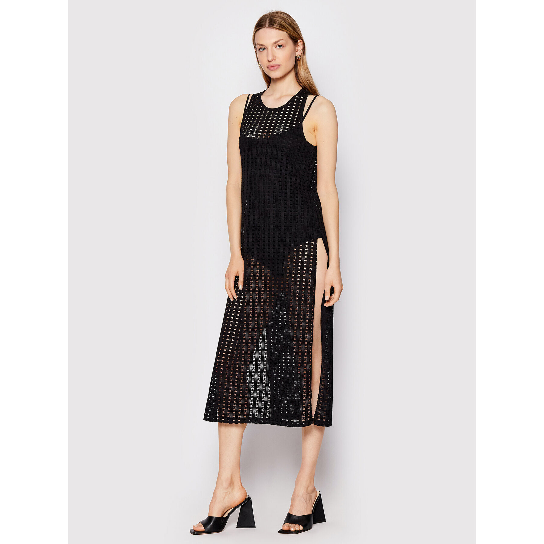 Sisley Rochie de plajă 3HTALH009 Negru Regular Fit - Pled.ro