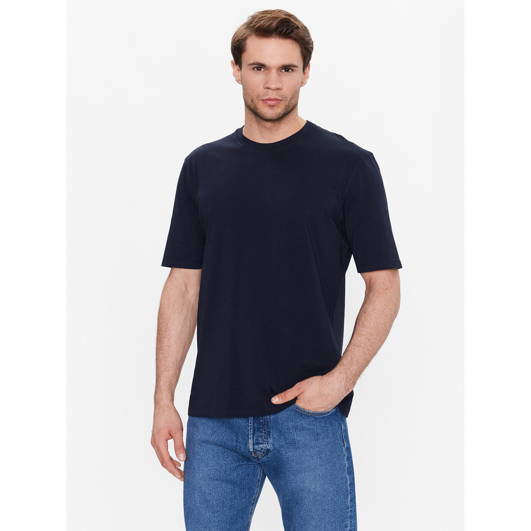 Sisley Tricou 3I1XS101J Bleumarin Regular Fit - Pled.ro