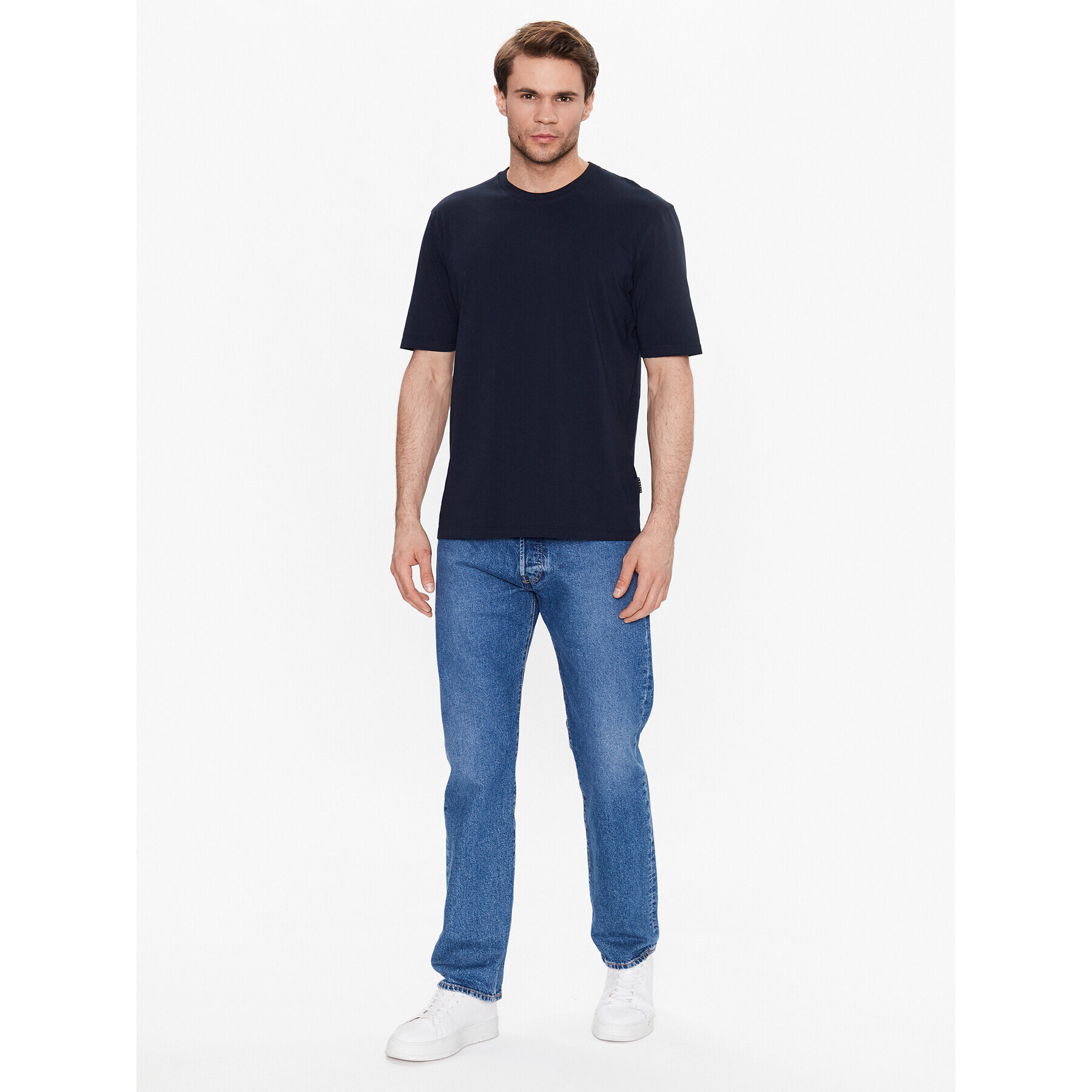 Sisley Tricou 3I1XS101J Bleumarin Regular Fit - Pled.ro