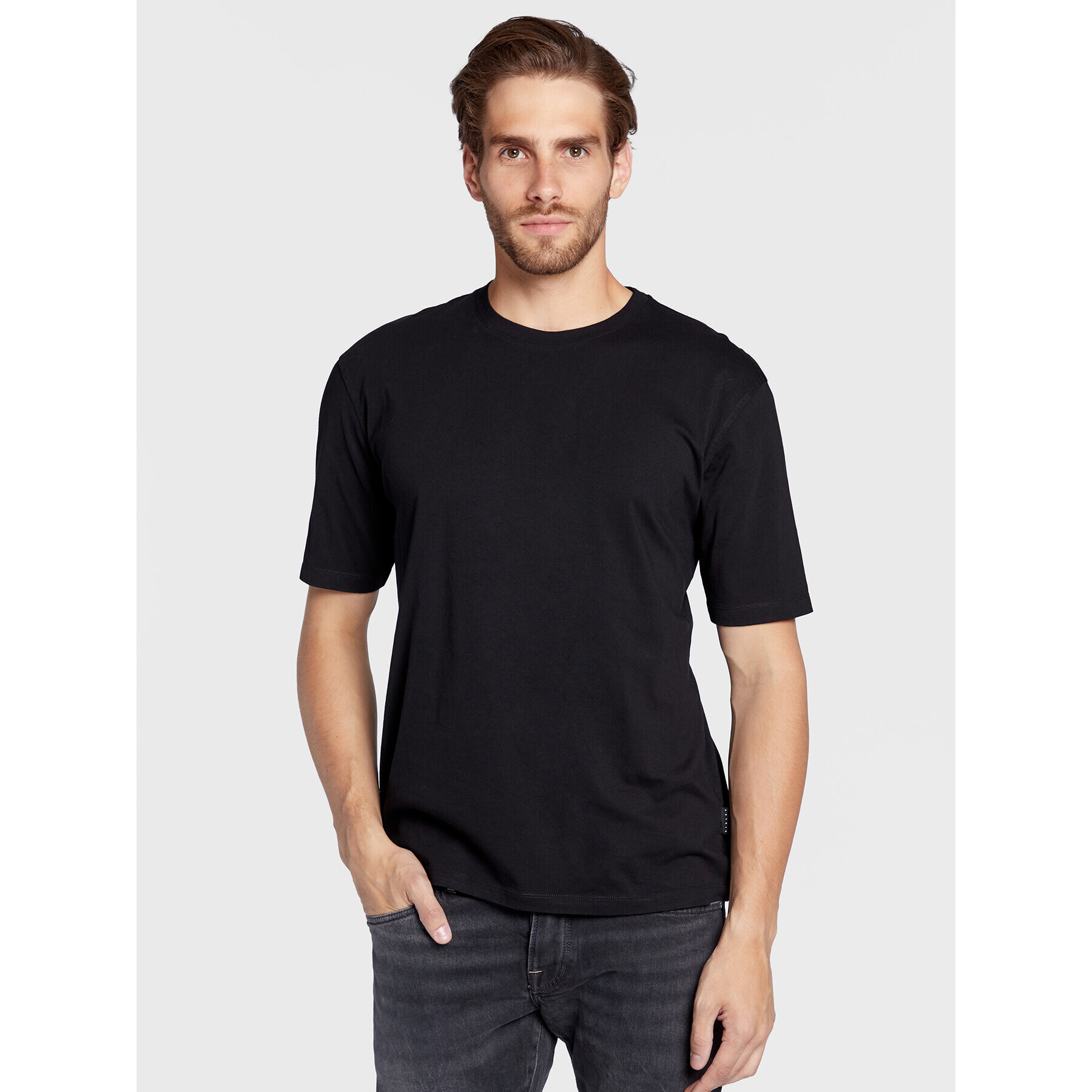 Sisley Tricou 3I1XS101J Negru Regular Fit - Pled.ro