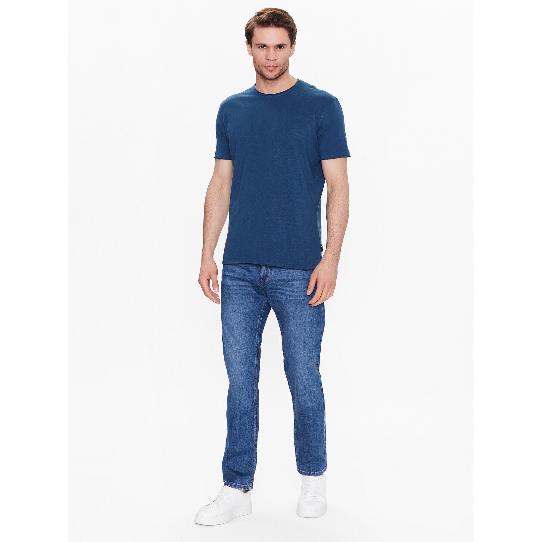 Sisley Tricou 3YR7S101K Albastru Slim Fit - Pled.ro