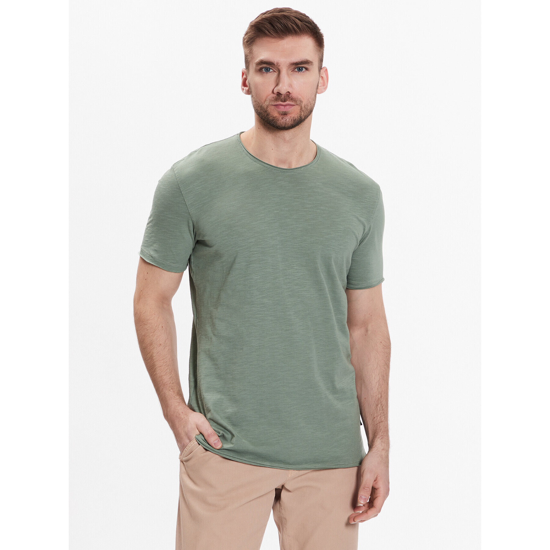 Sisley Tricou 3YR7S101K Verde Slim Fit - Pled.ro