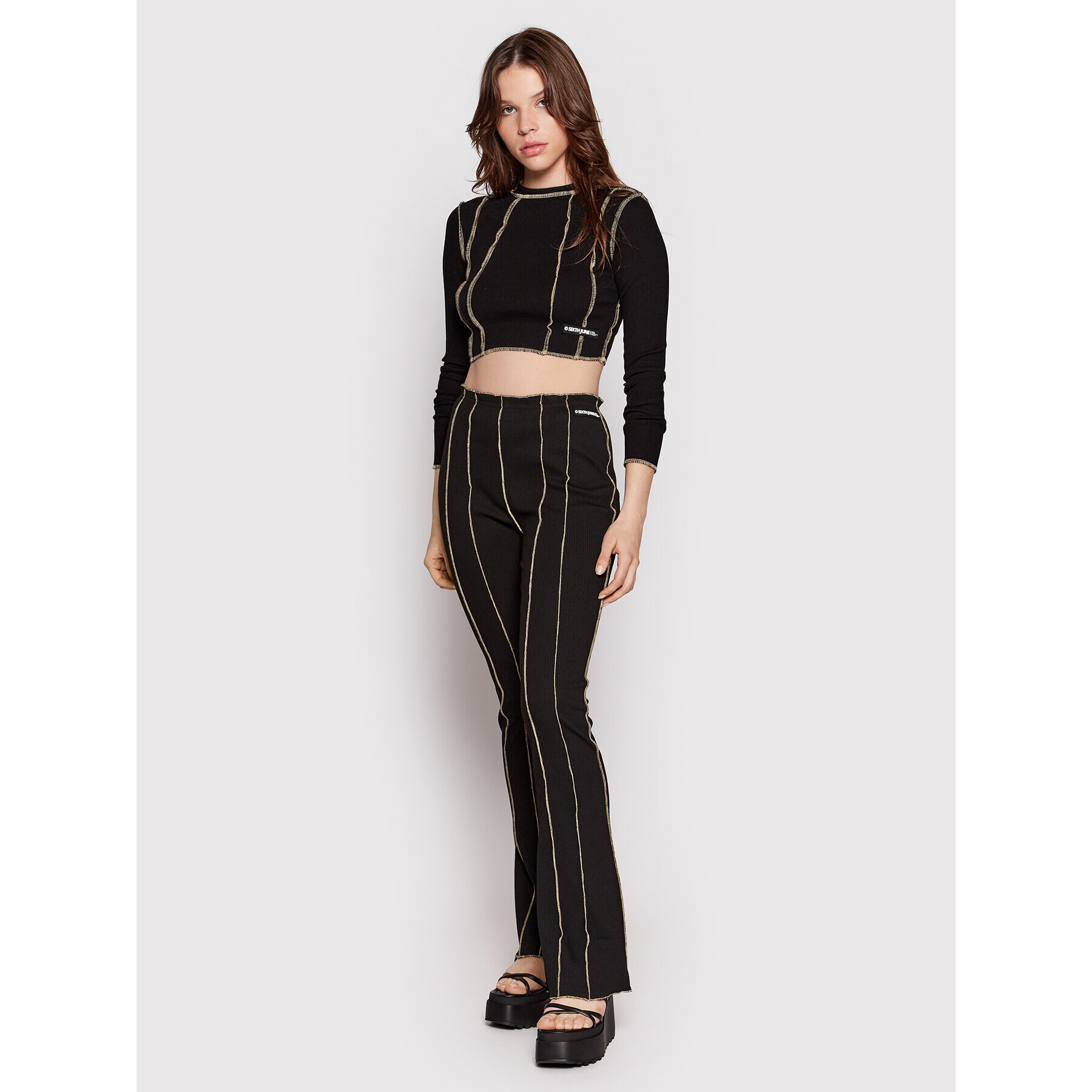 Sixth June Bluză 12187 Negru Cropped Fit - Pled.ro