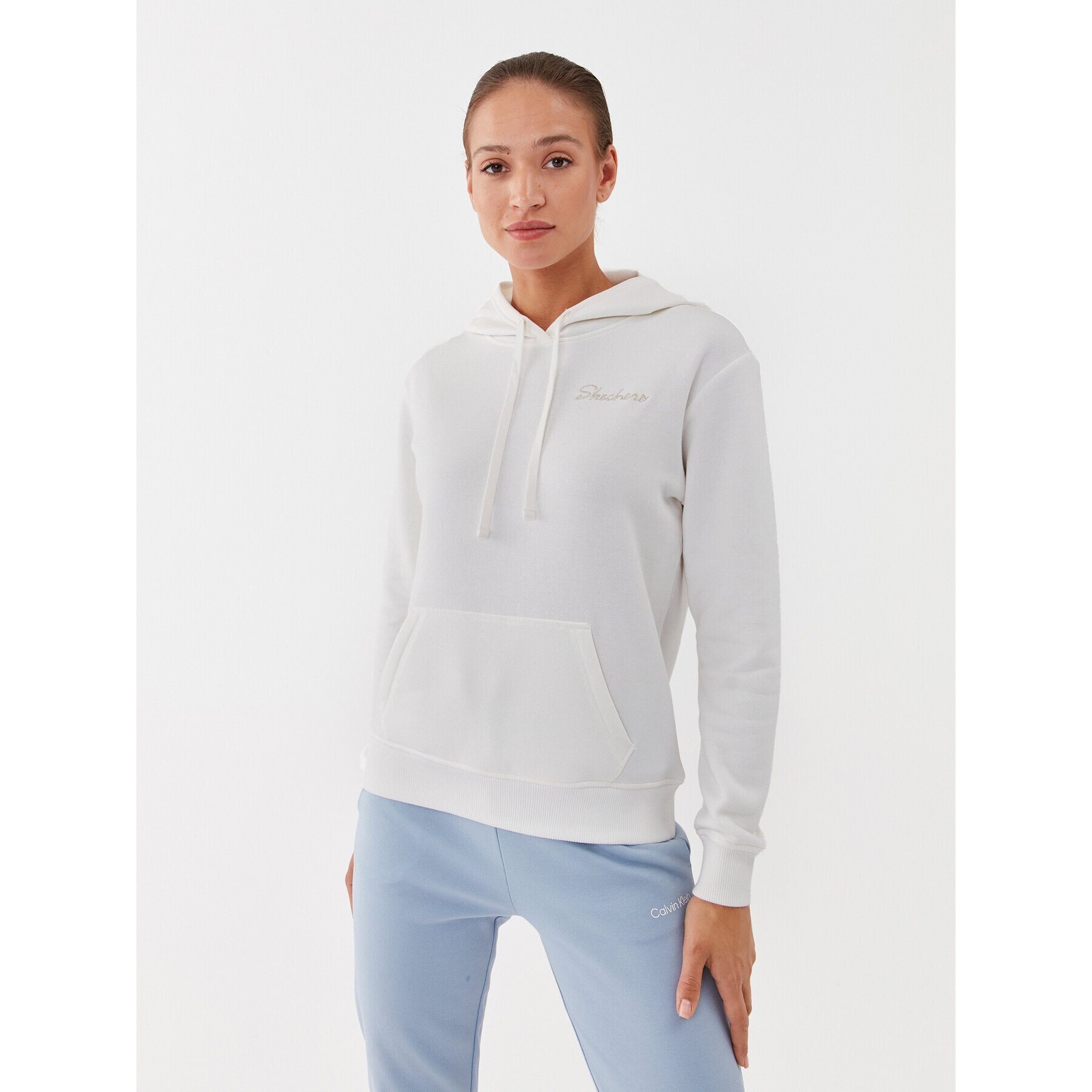 Skechers Bluză Signature Po Hoodie WHD116 Alb Regular Fit - Pled.ro