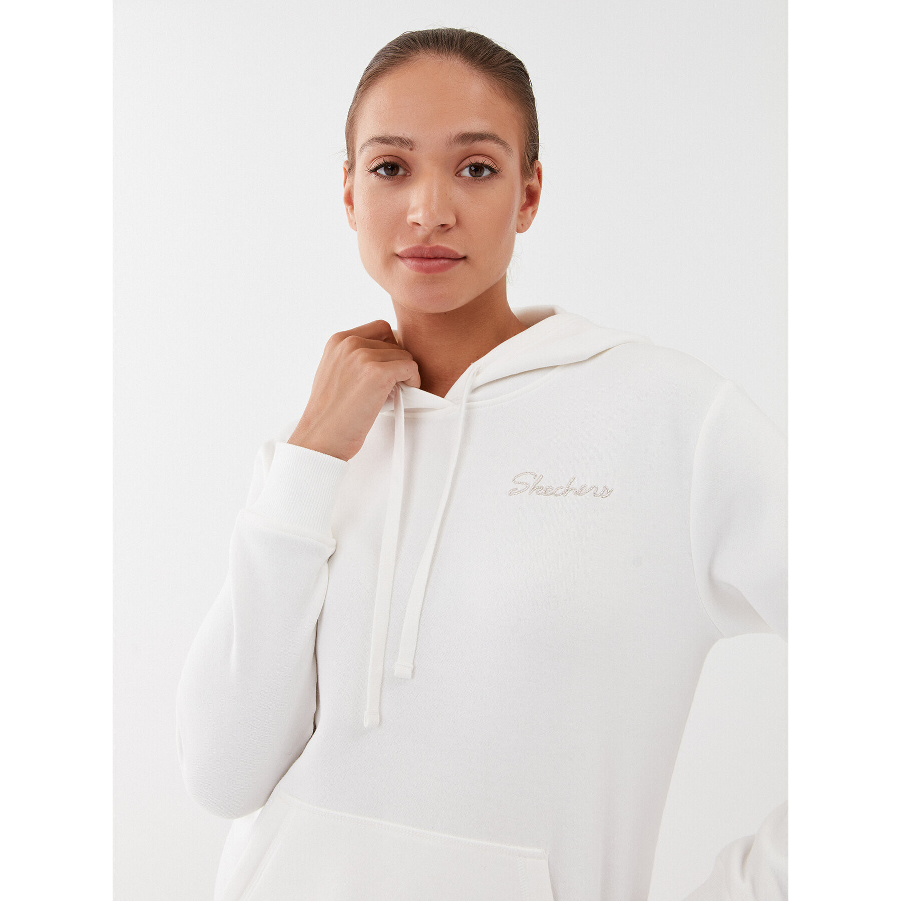 Skechers Bluză Signature Po Hoodie WHD116 Alb Regular Fit - Pled.ro