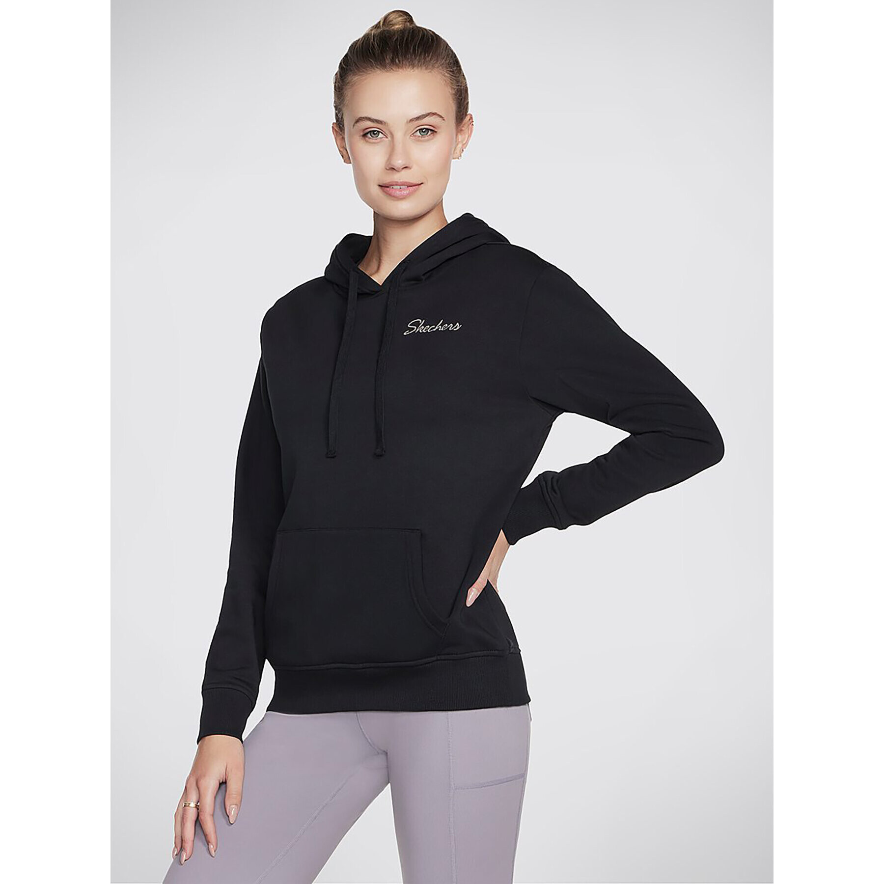 Skechers Bluză Signature Po Hoodie WHD116 Negru Regular Fit - Pled.ro