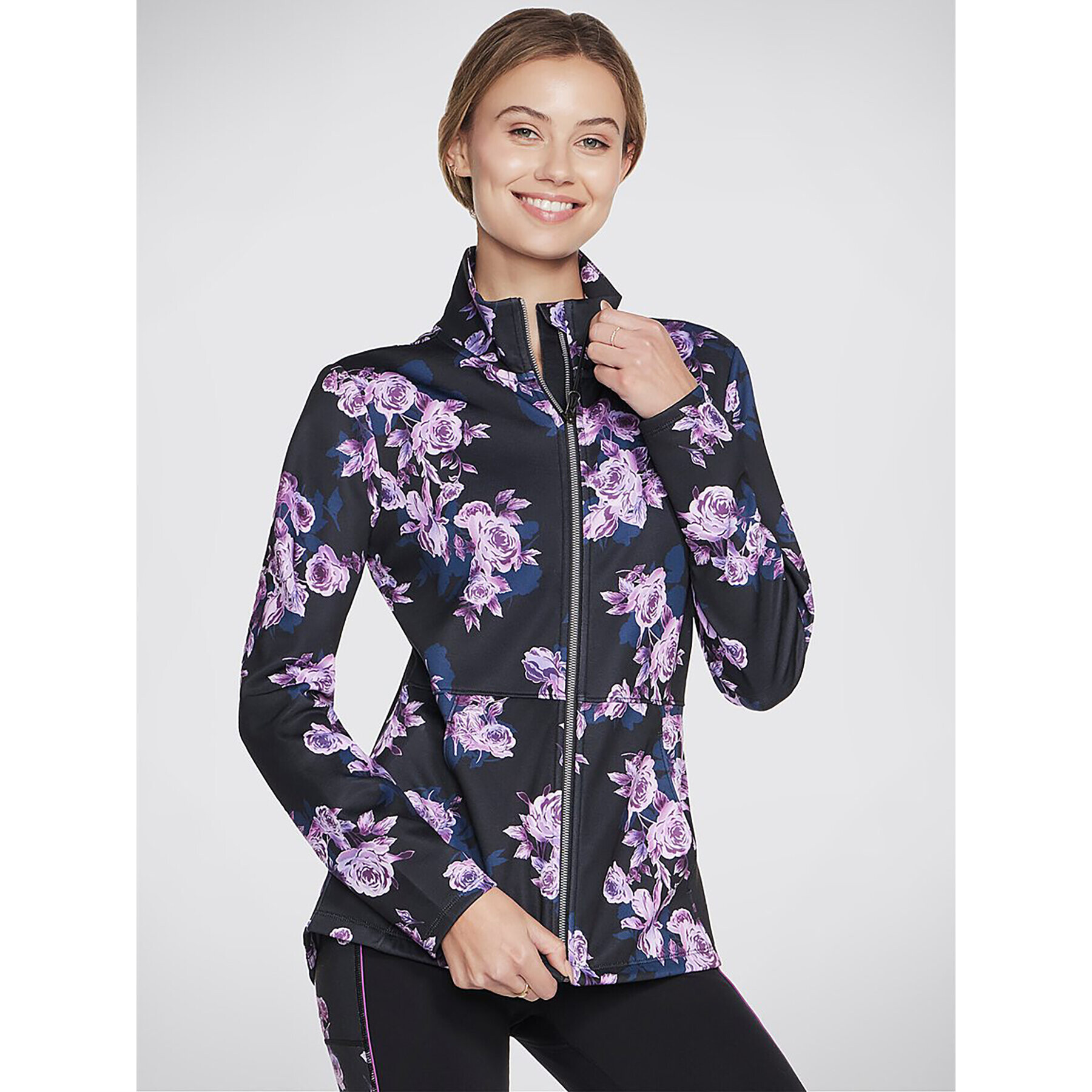 Skechers Geacă fără fermoar Skechcloud Winter Bloom Jacket JA3 Negru Regular Fit - Pled.ro