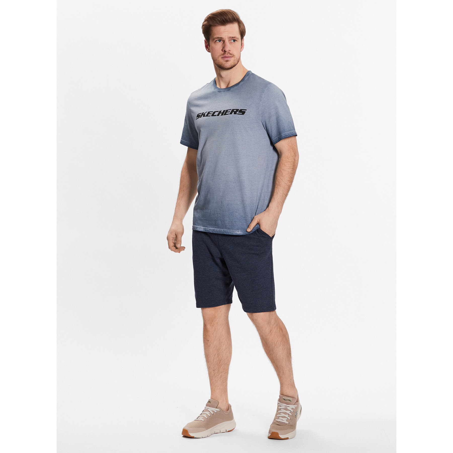 Skechers Pantaloni scurți sport Explorer M1SH69 Bleumarin Regular Fit - Pled.ro