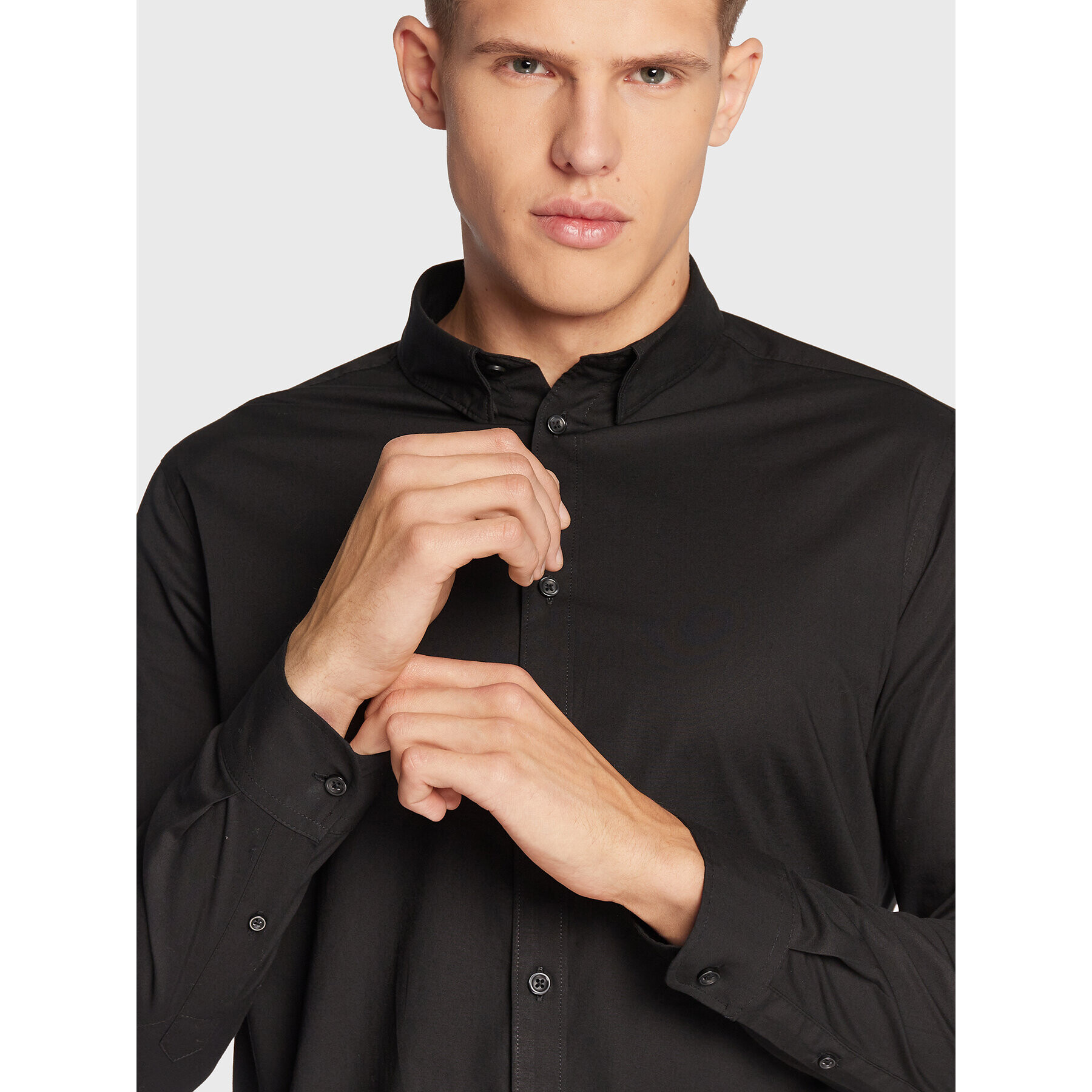 Solid Cămașă 21103247 Negru Slim Fit - Pled.ro