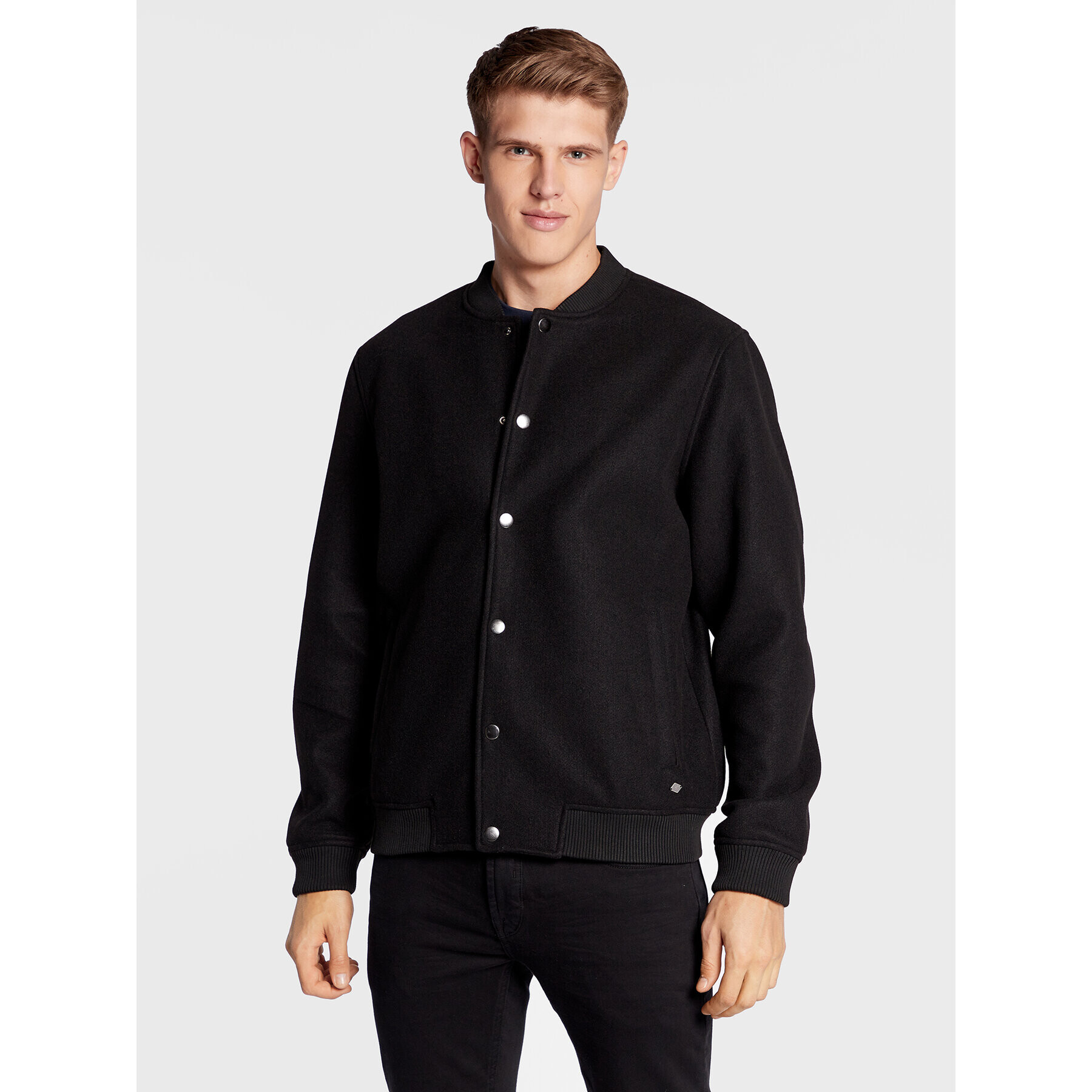 Solid Geacă bomber 21107077 Negru Regular Fit - Pled.ro