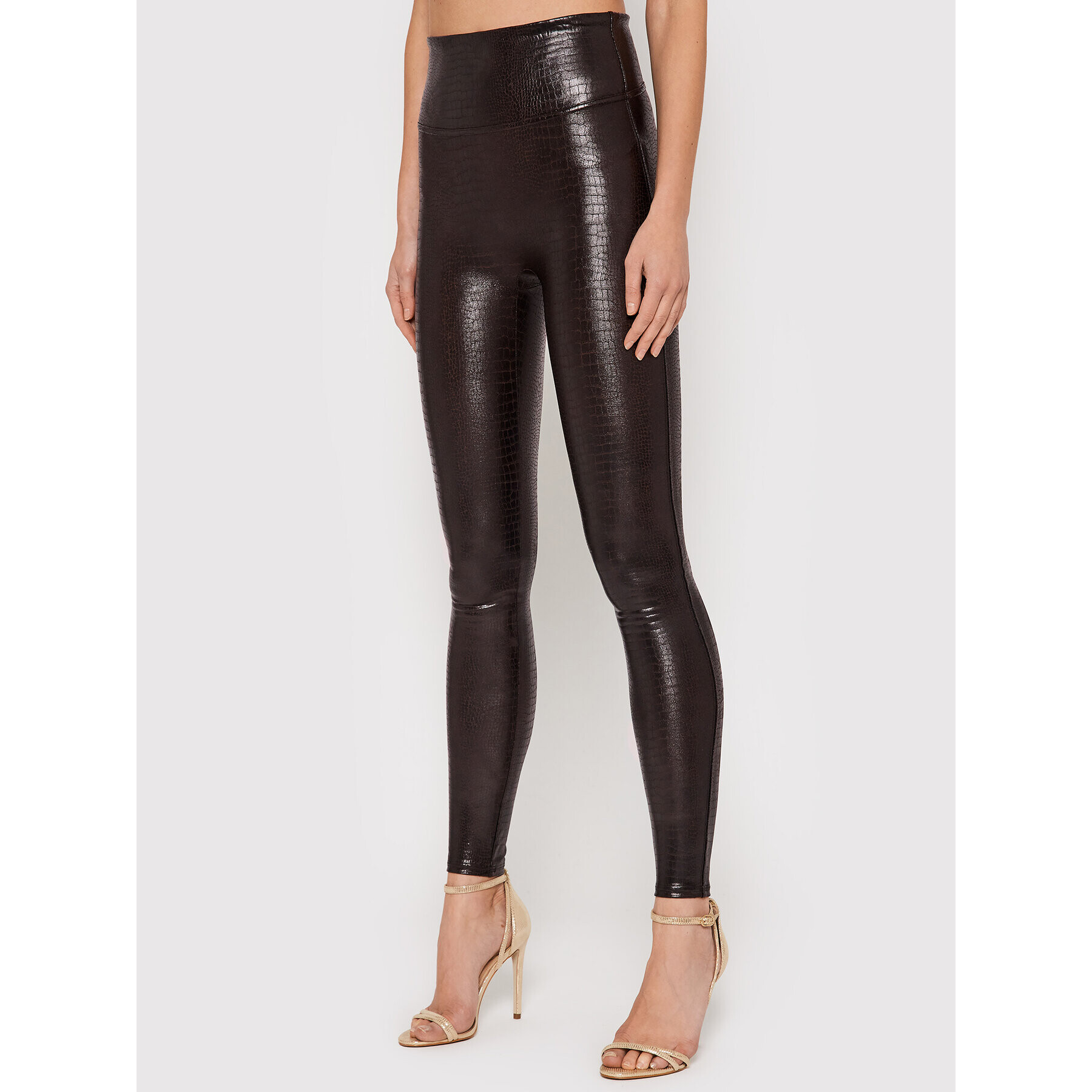 SPANX Colanți Faux Leather Croc 20303R Maro Slim Fit - Pled.ro