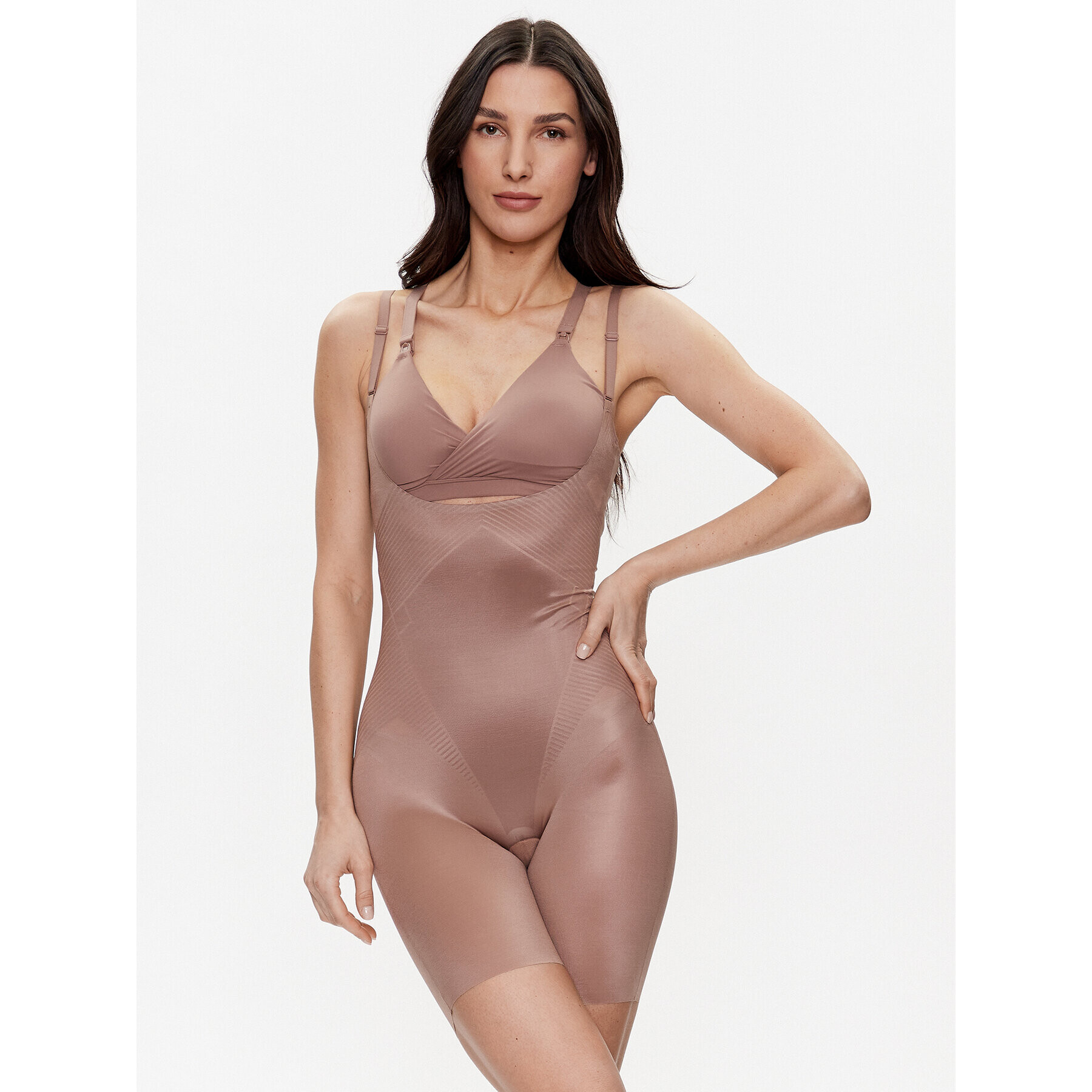 SPANX Costum modelator Thinstincts® 2.0 Open-Bust Mid-Thigh 10235R Bej - Pled.ro