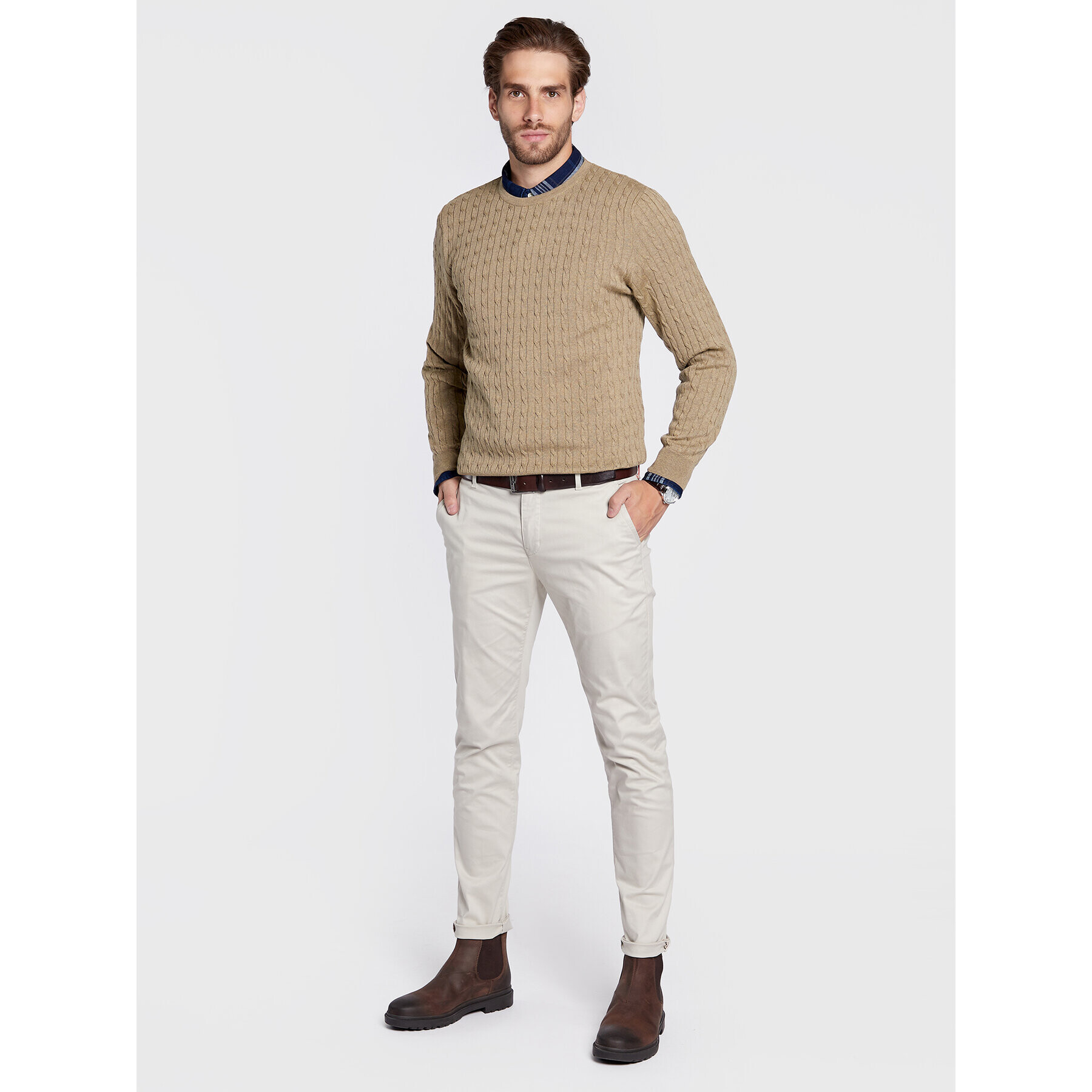 Stenströms Pulover 422285 1355 Bej Slim Fit - Pled.ro