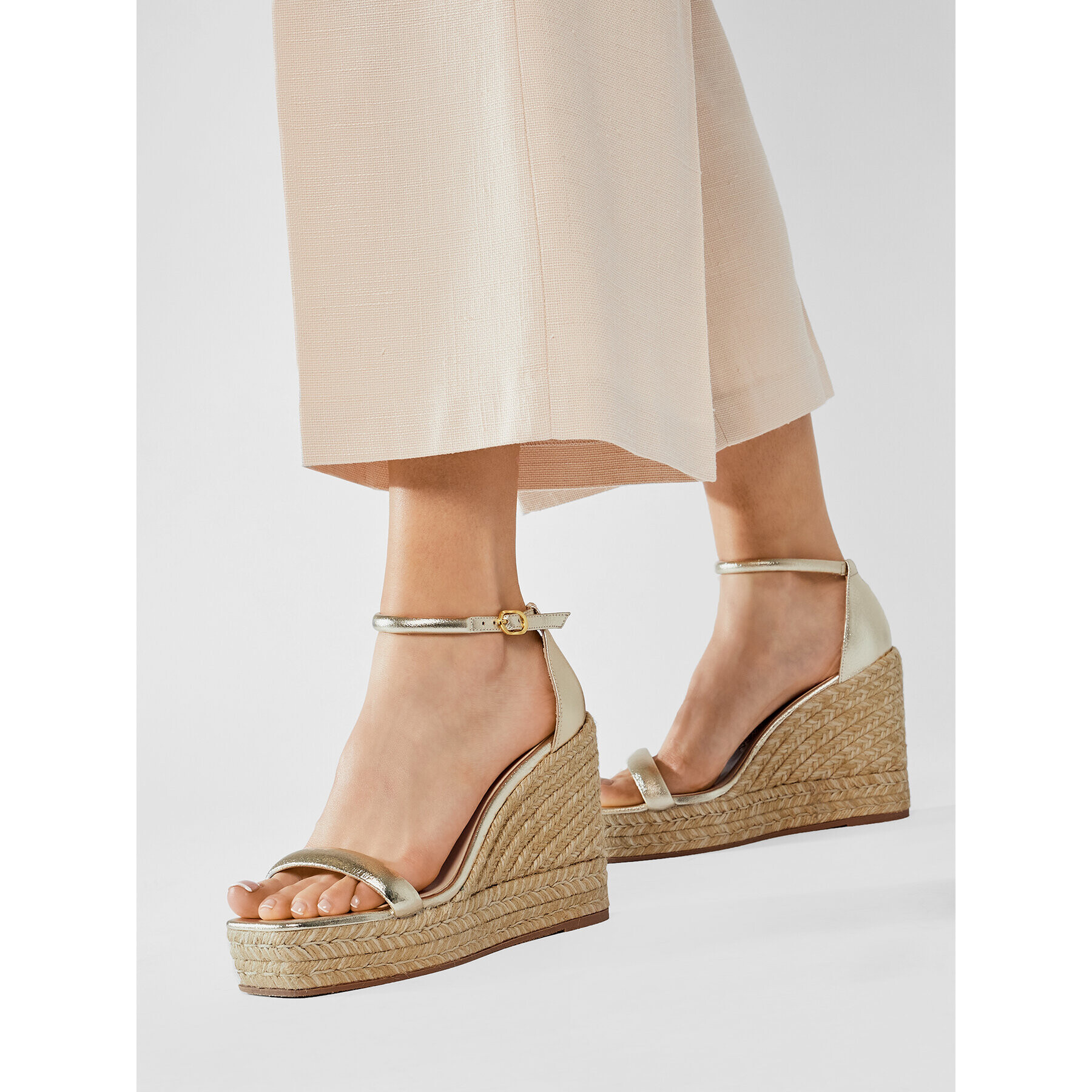 Stuart Weitzman Espadrile Nudist S0997 Auriu - Pled.ro