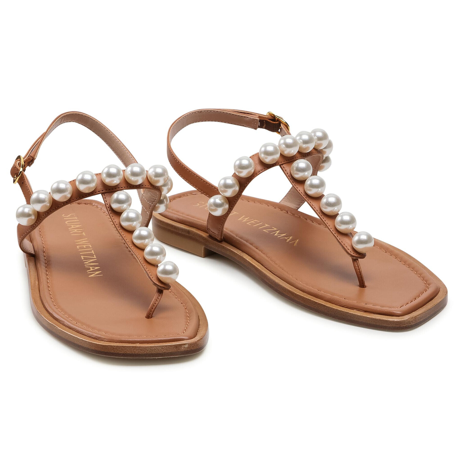 Stuart Weitzman Sandale Goldie T-Strap Sandal S4576 Maro - Pled.ro