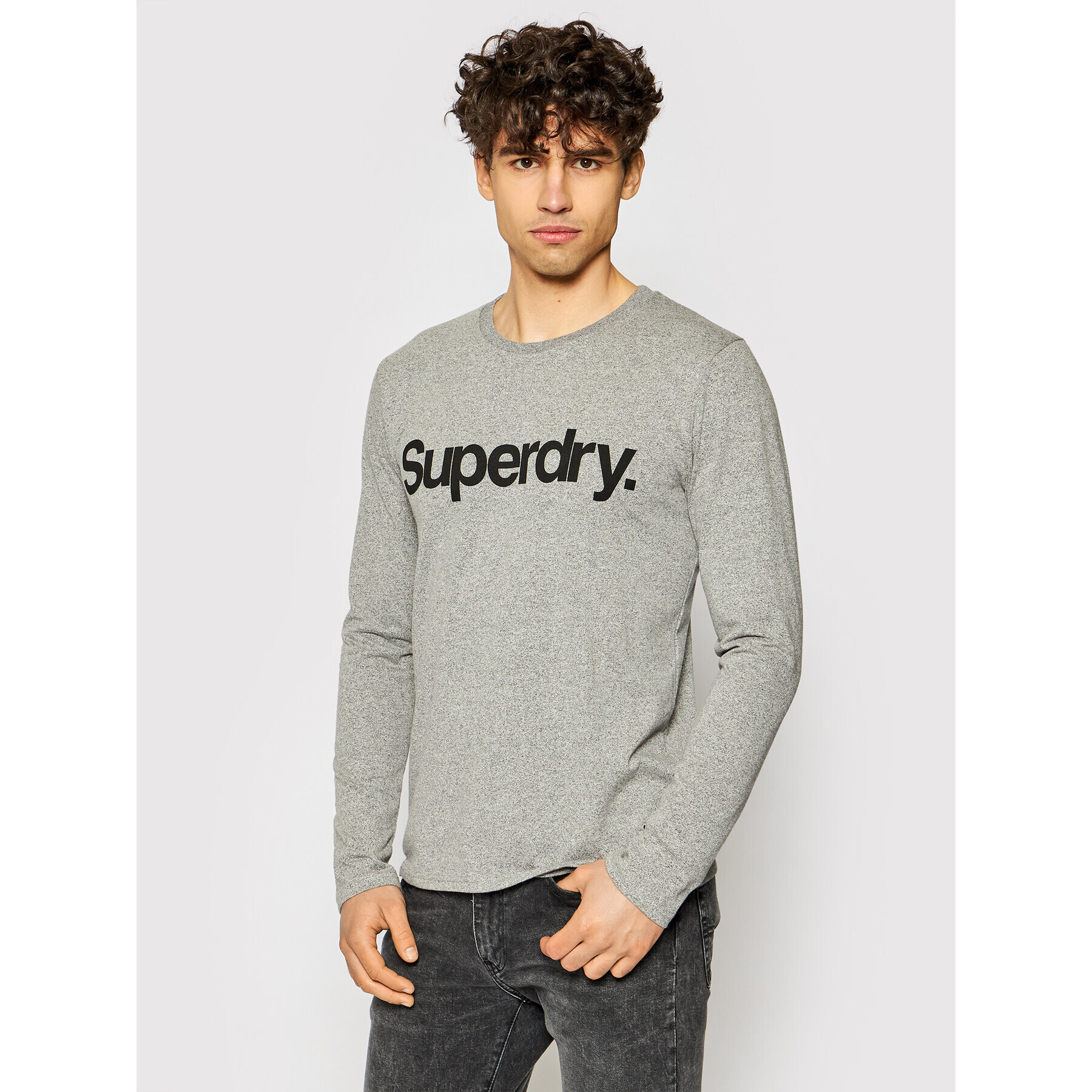 Superdry Longsleeve Military Ls Graphic M6010385A Gri Regular Fit - Pled.ro