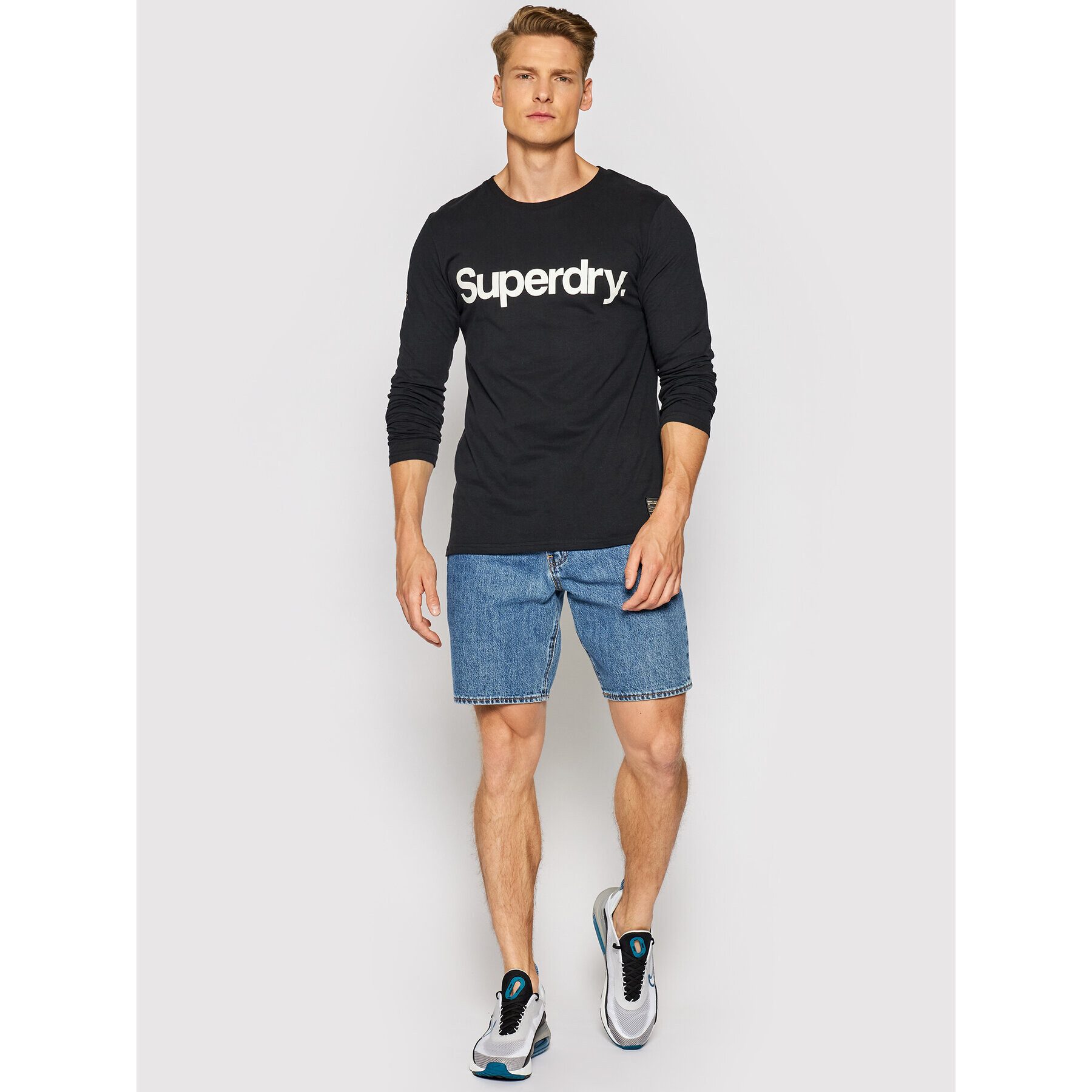 Superdry Longsleeve Military Ls Graphic M6010385A Negru Regular Fit - Pled.ro