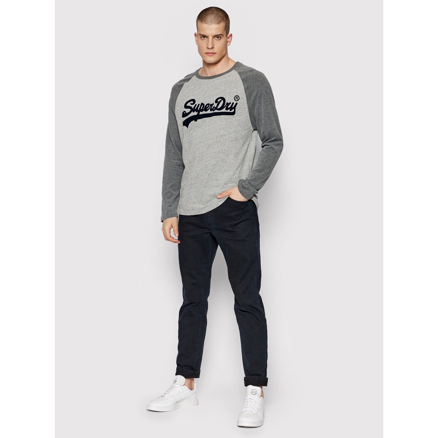 Superdry Longsleeve Raglan M6010608A Gri Regular Fit - Pled.ro