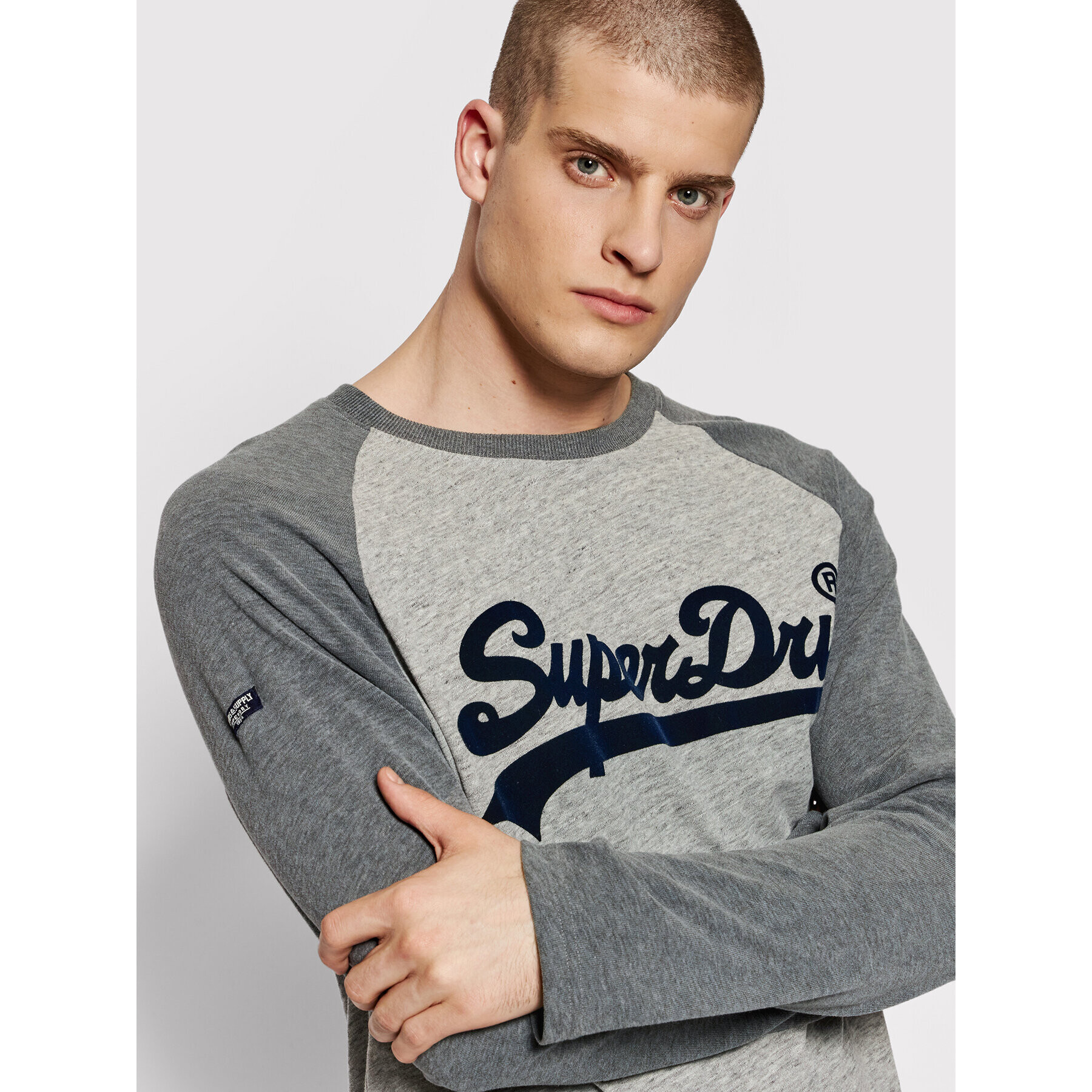 Superdry Longsleeve Raglan M6010608A Gri Regular Fit - Pled.ro