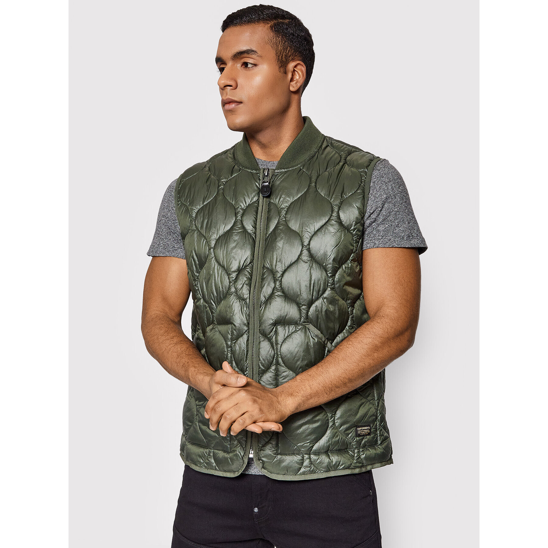 Superdry Vestă Liner Gilet M5011268A Verde Regular Fit - Pled.ro