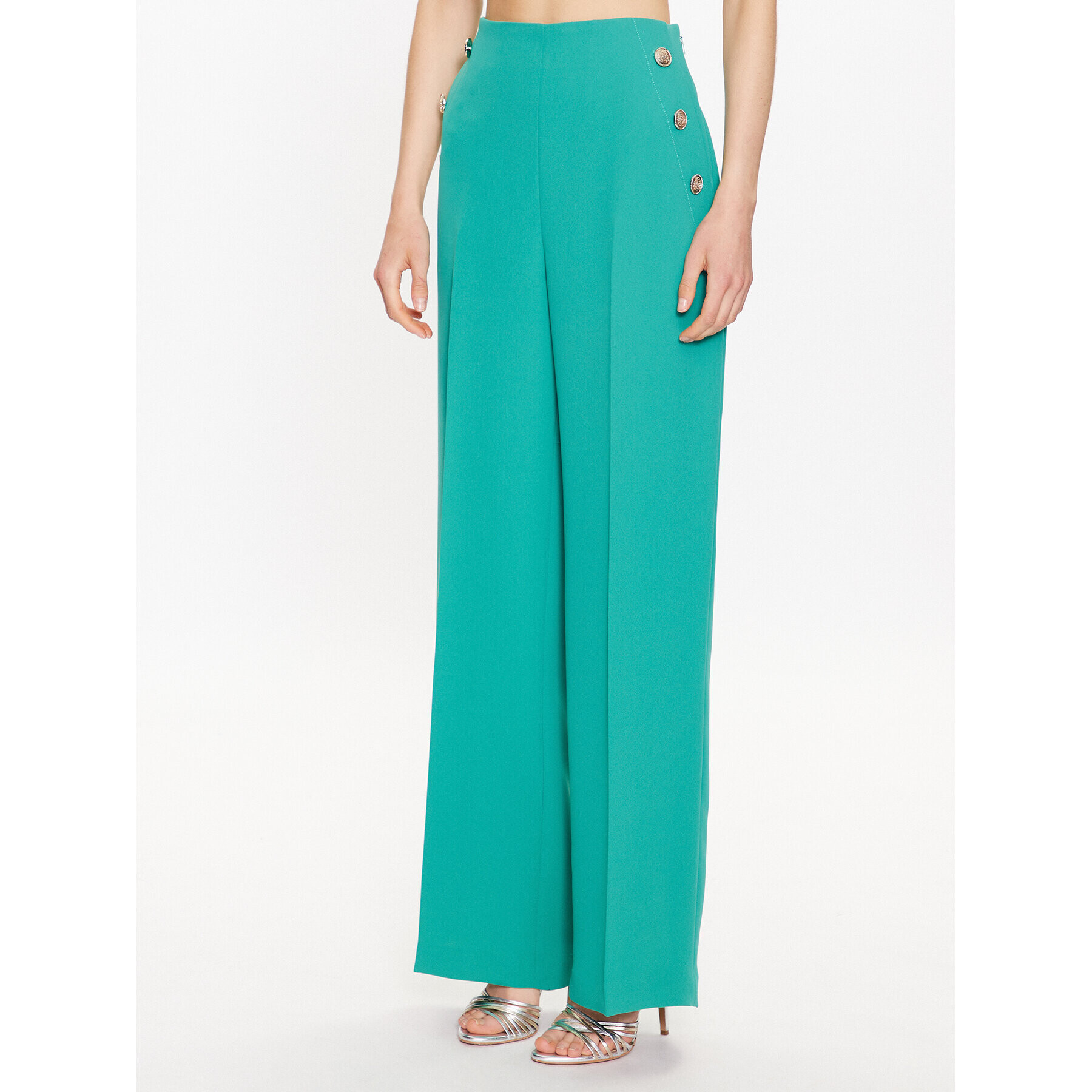 Ted Baker Pantaloni din material Llaylat 269651 Verde Wide Leg - Pled.ro